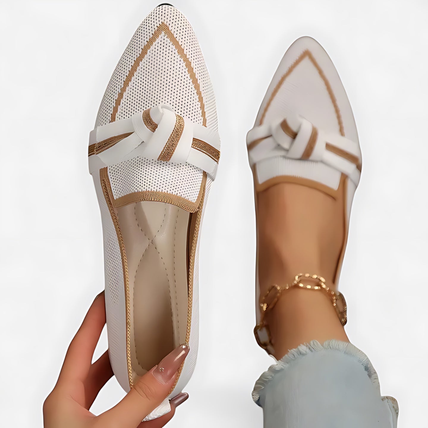 Anna – Pointed Toe Knot Slip On Flats