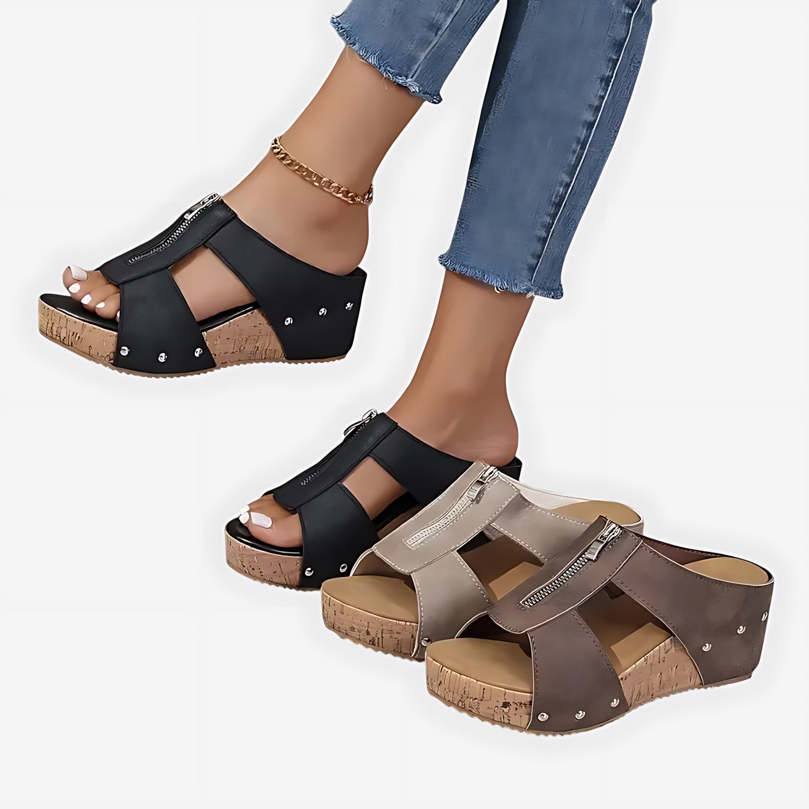 Annie – Cutout Strappy Flat Sandals