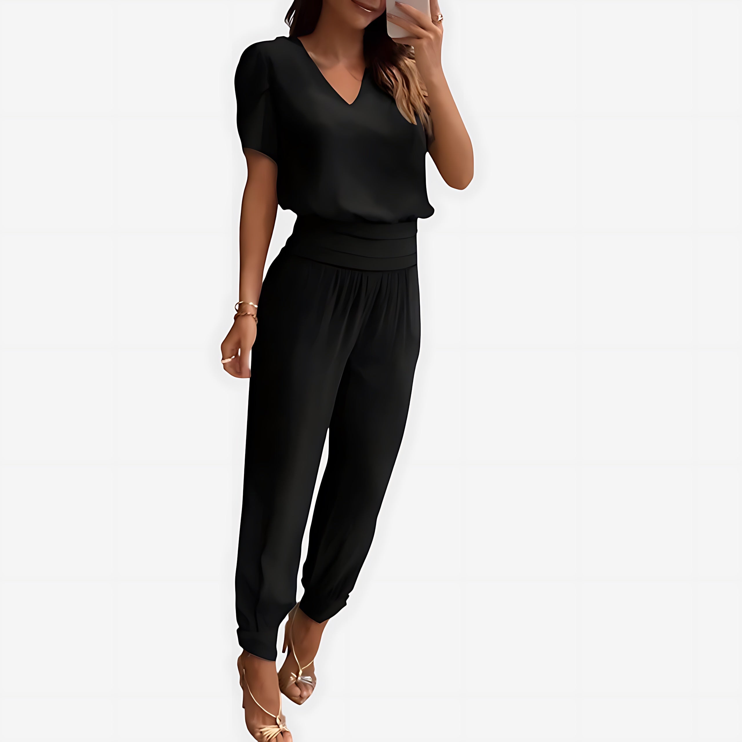 Annie – Short Sleeve Top and Abstract Print Pants Set