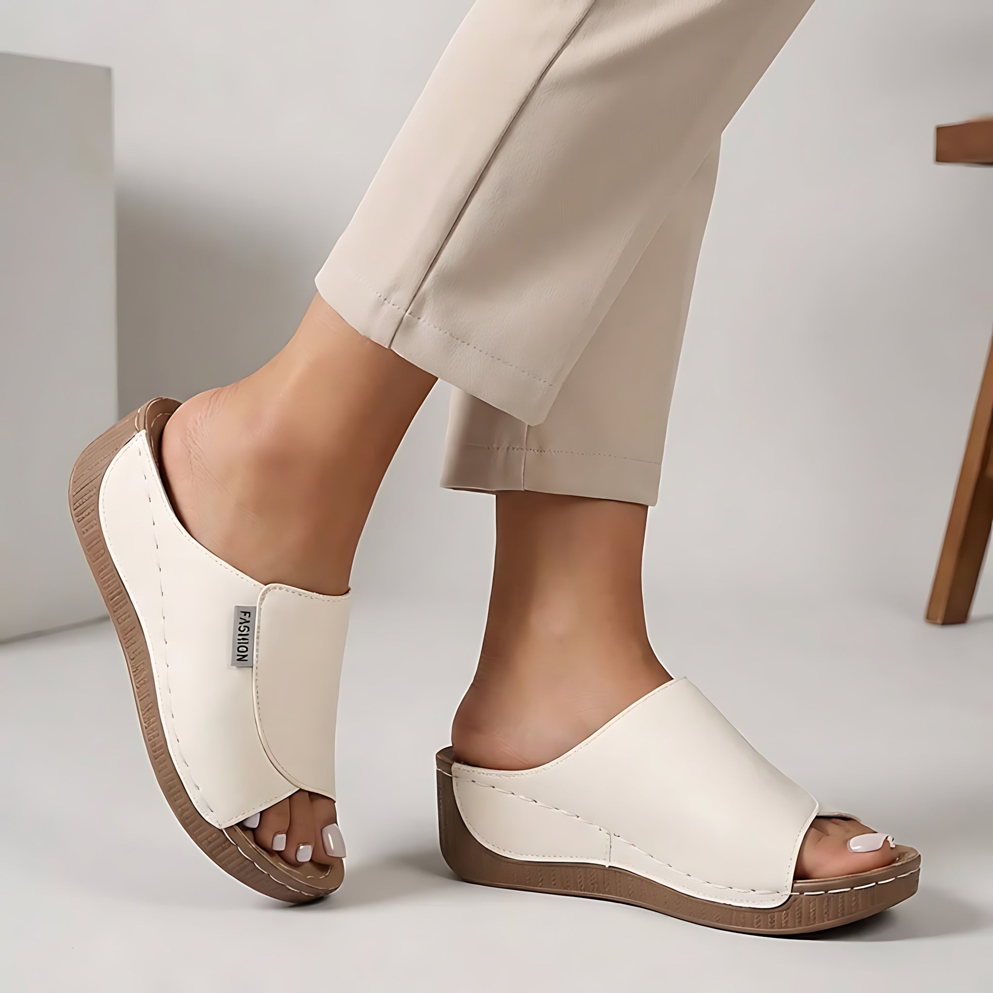 Aria – Slip On Peep Toe Wedge Sandals