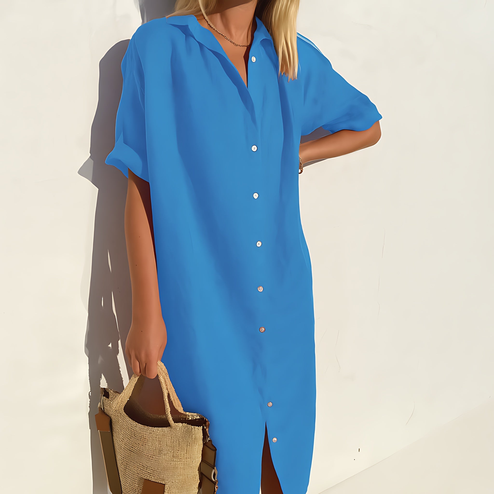 Ariana – Oversized Collared Midi Shirt Dress