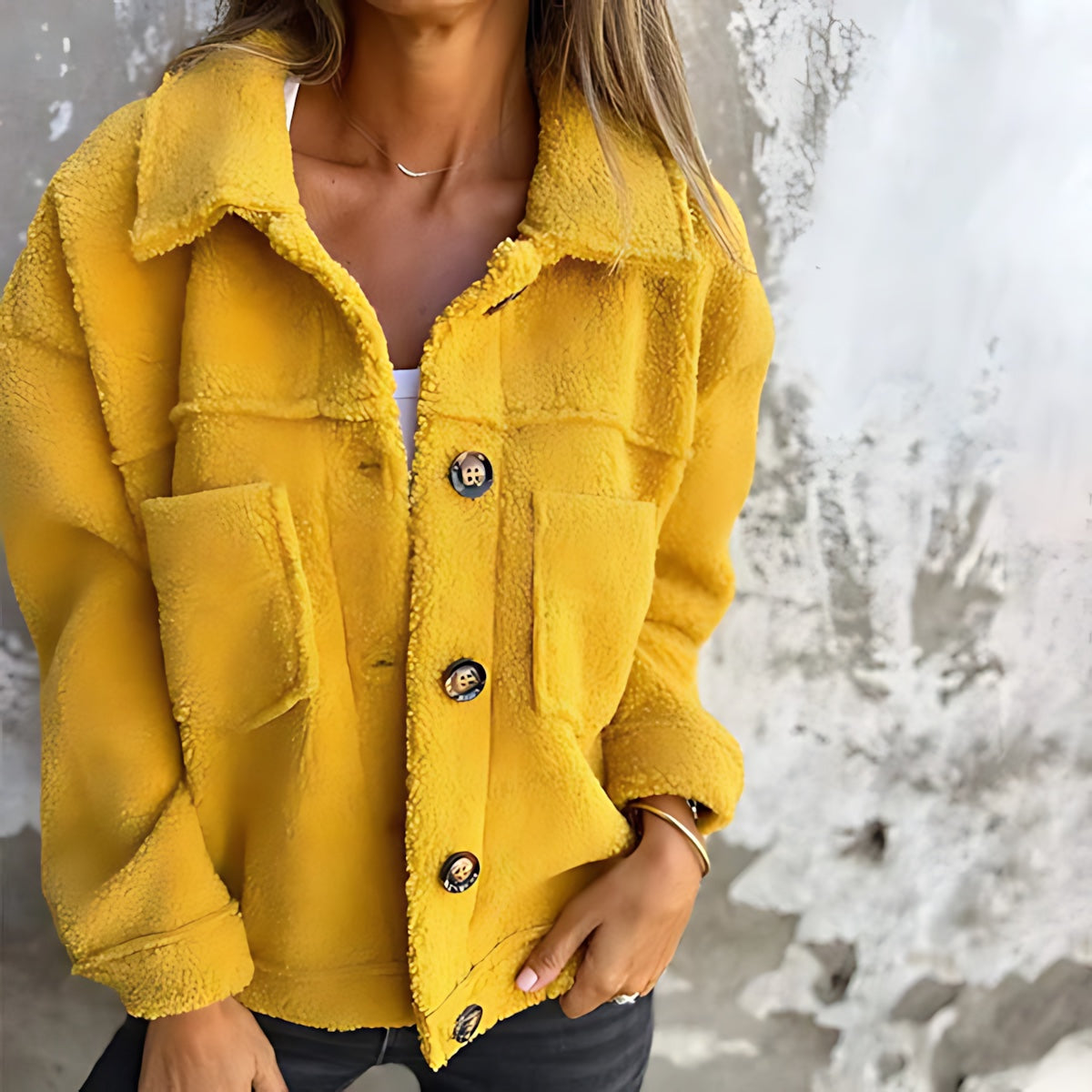 Ariana – Sherpa Fleece Button Up Shirt Jacket
