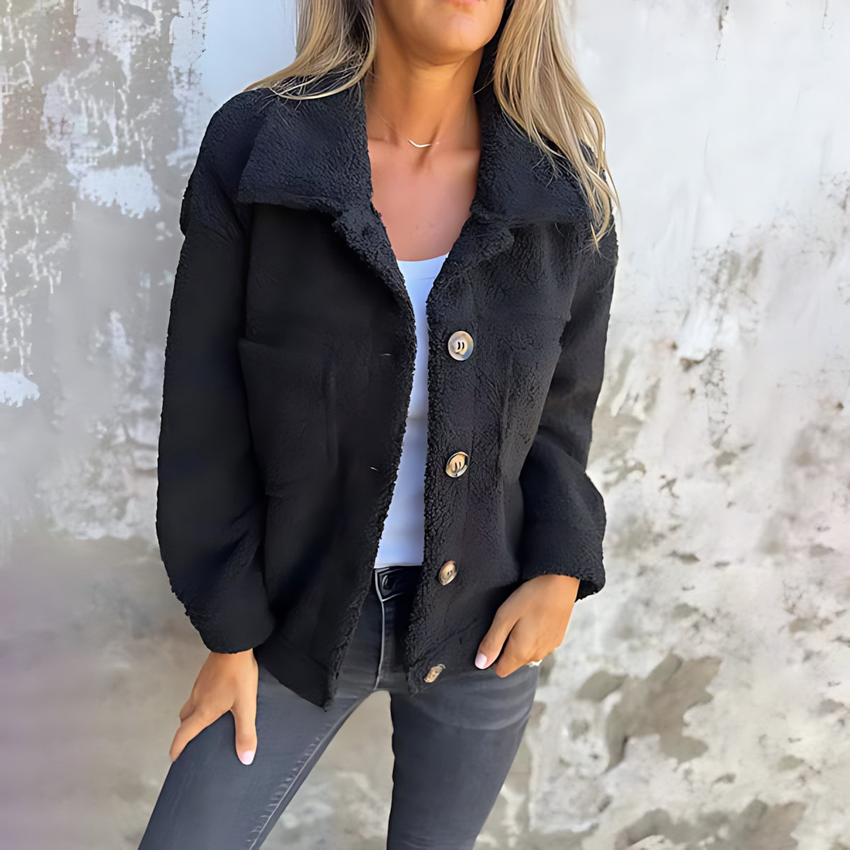 Ariana – Sherpa Fleece Button Up Shirt Jacket