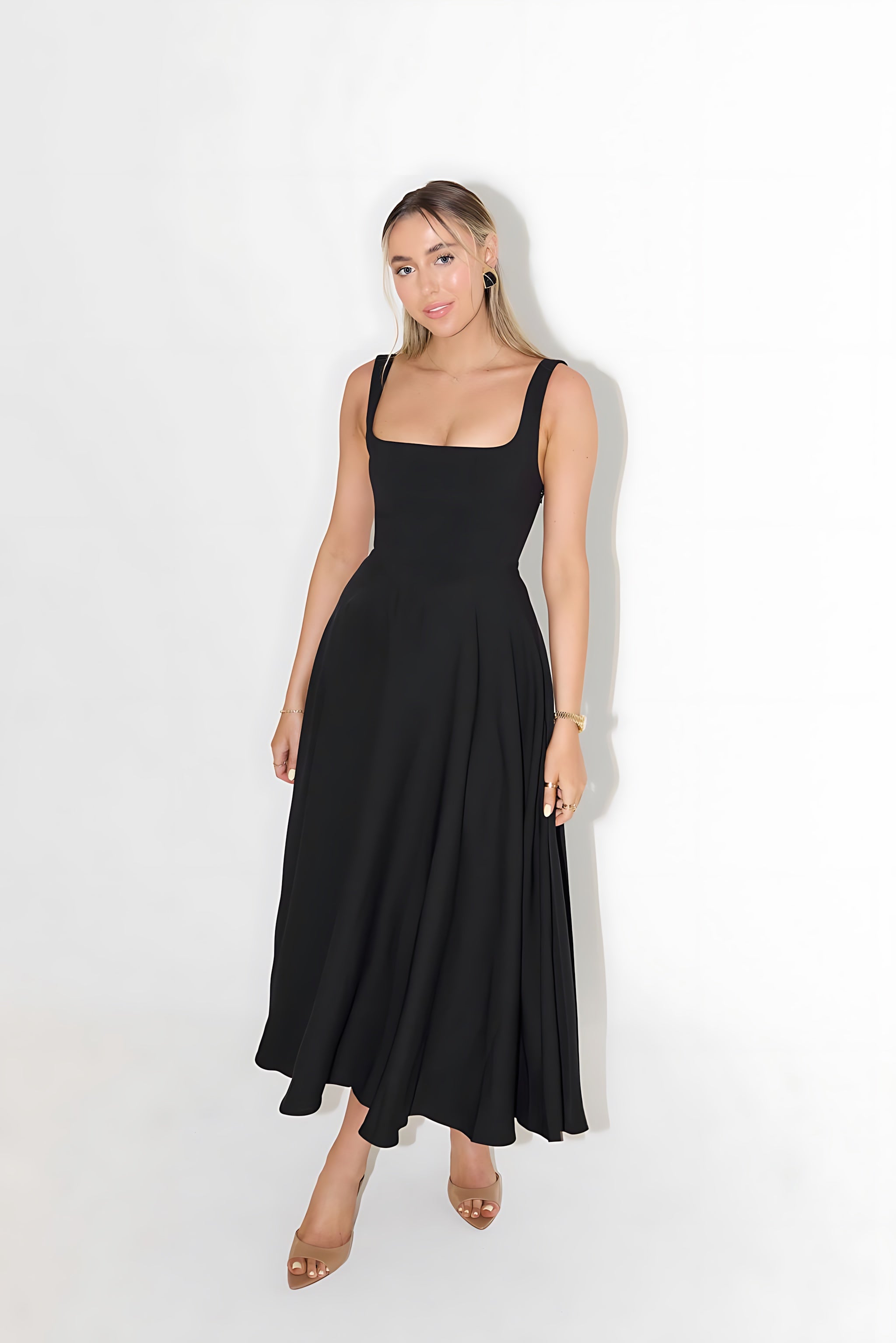 Arya – Square Neck Fit and Flare Midi Dress