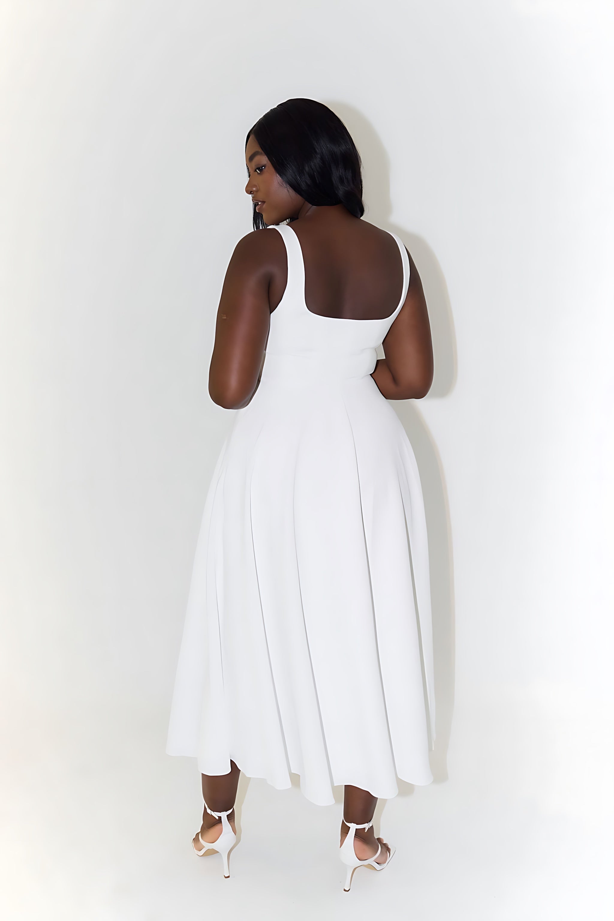 Arya – Square Neck Fit and Flare Midi Dress