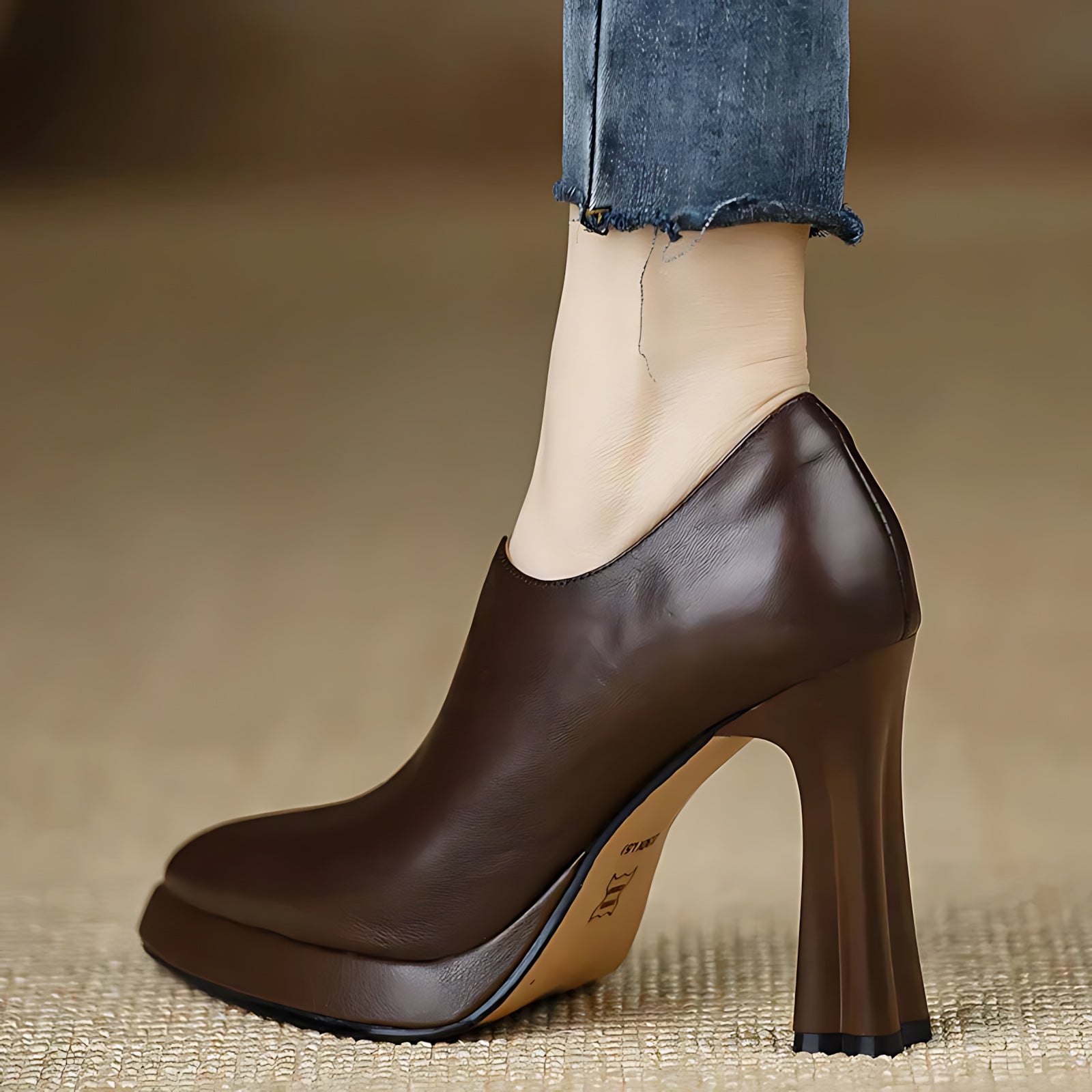 Athena – Faux Leather Pointed Toe Block Heel Pumps
