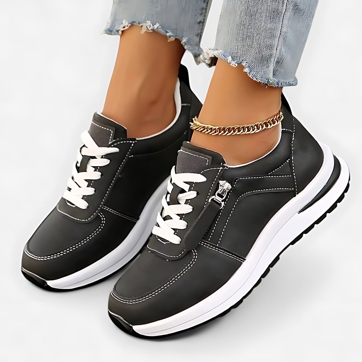 Athena – Metallic Lace Up Hidden Wedge Sneakers