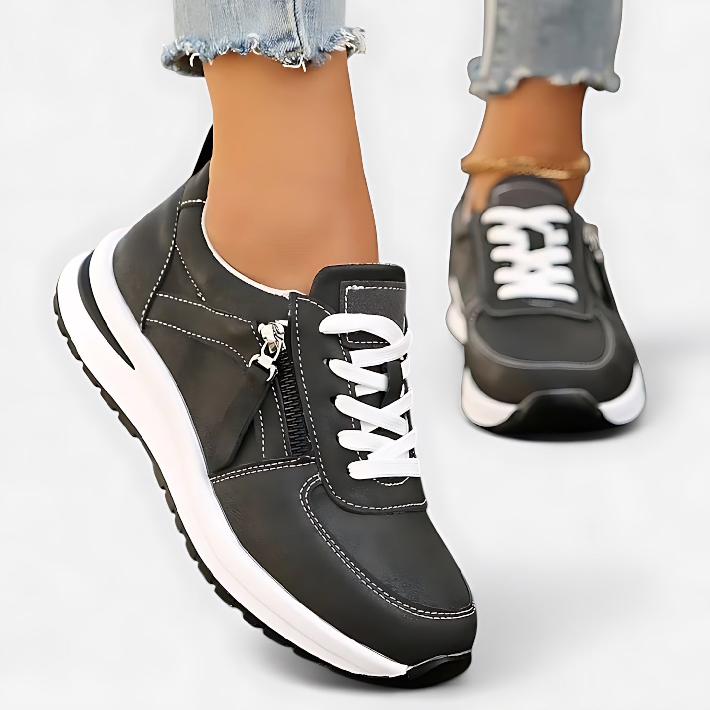 Athena – Metallic Lace Up Hidden Wedge Sneakers