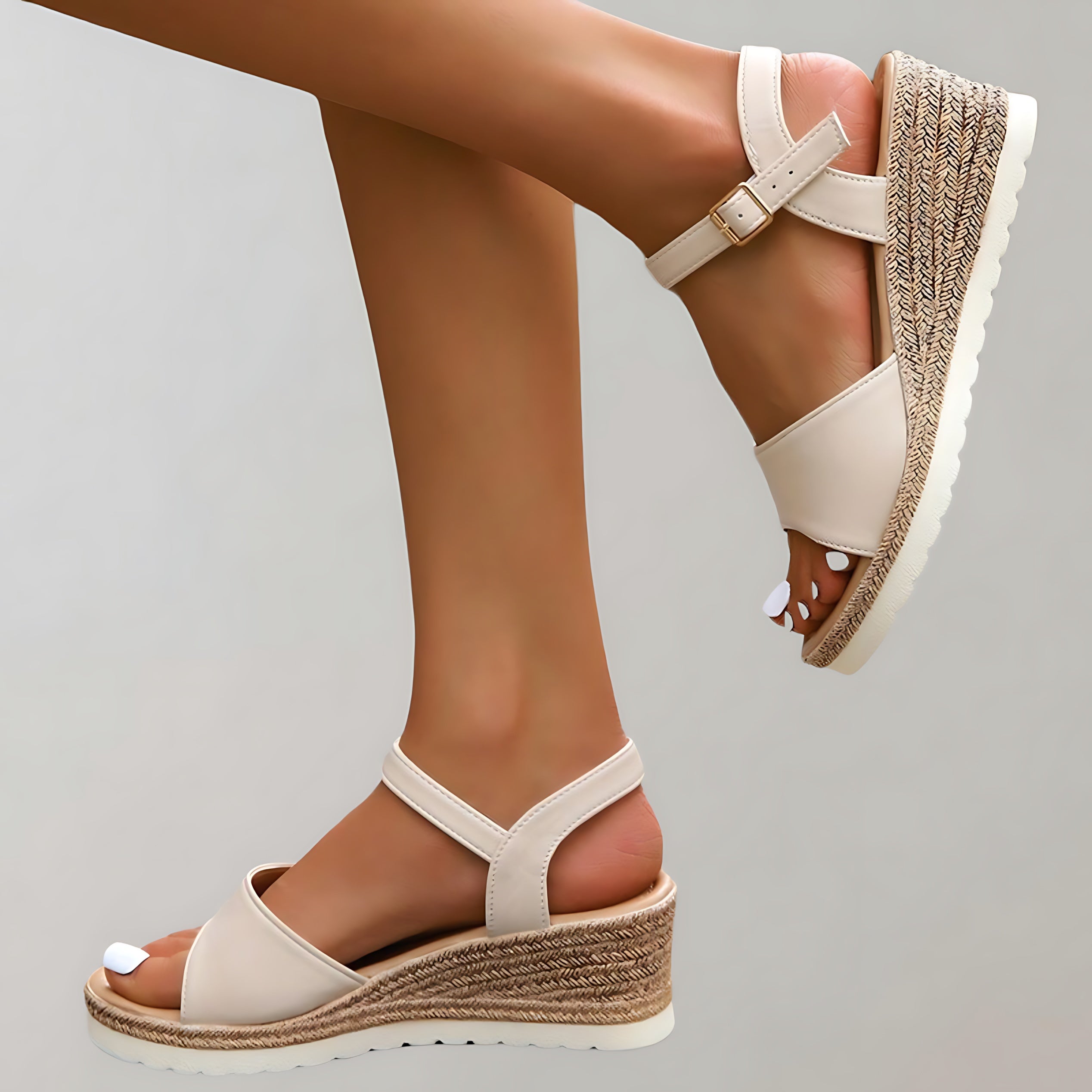 Athena – Open Toe Ankle Strap Platform Wedge Sandals