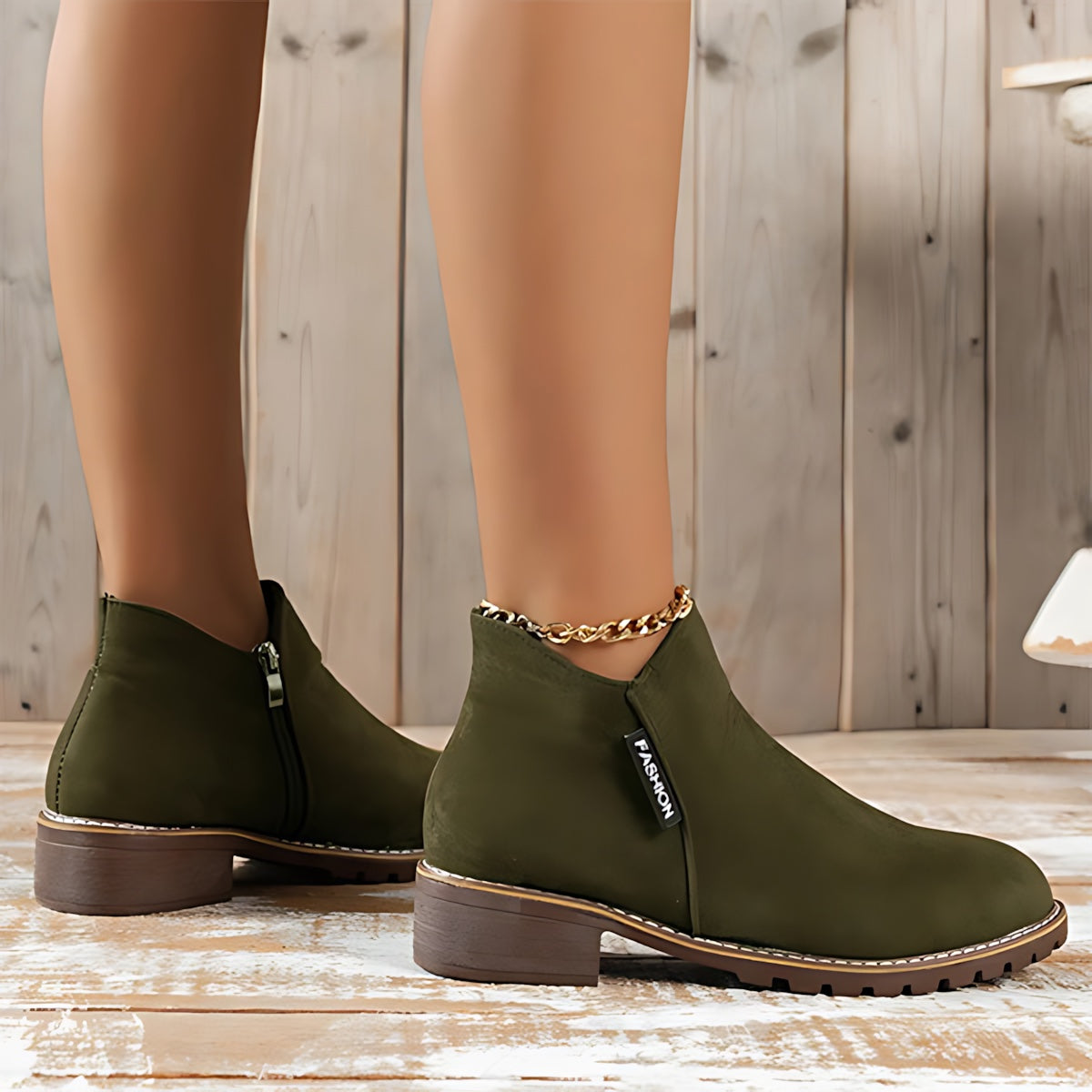 Athena – Suede Side Zip Ankle Boots