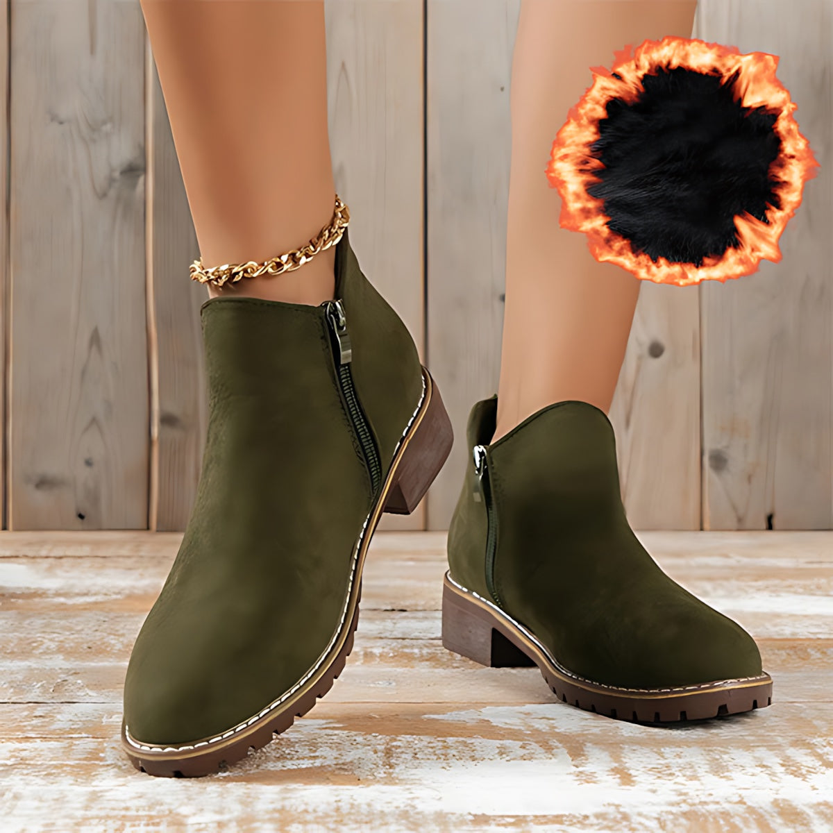 Athena – Suede Side Zip Ankle Boots