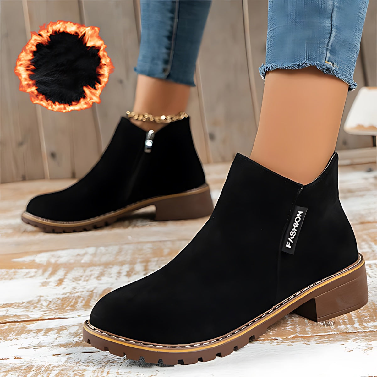 Athena – Suede Side Zip Ankle Boots