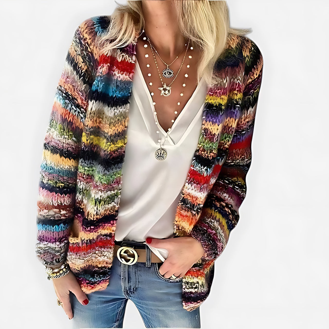 Aubrey – Striped Knit Button Up Cardigan