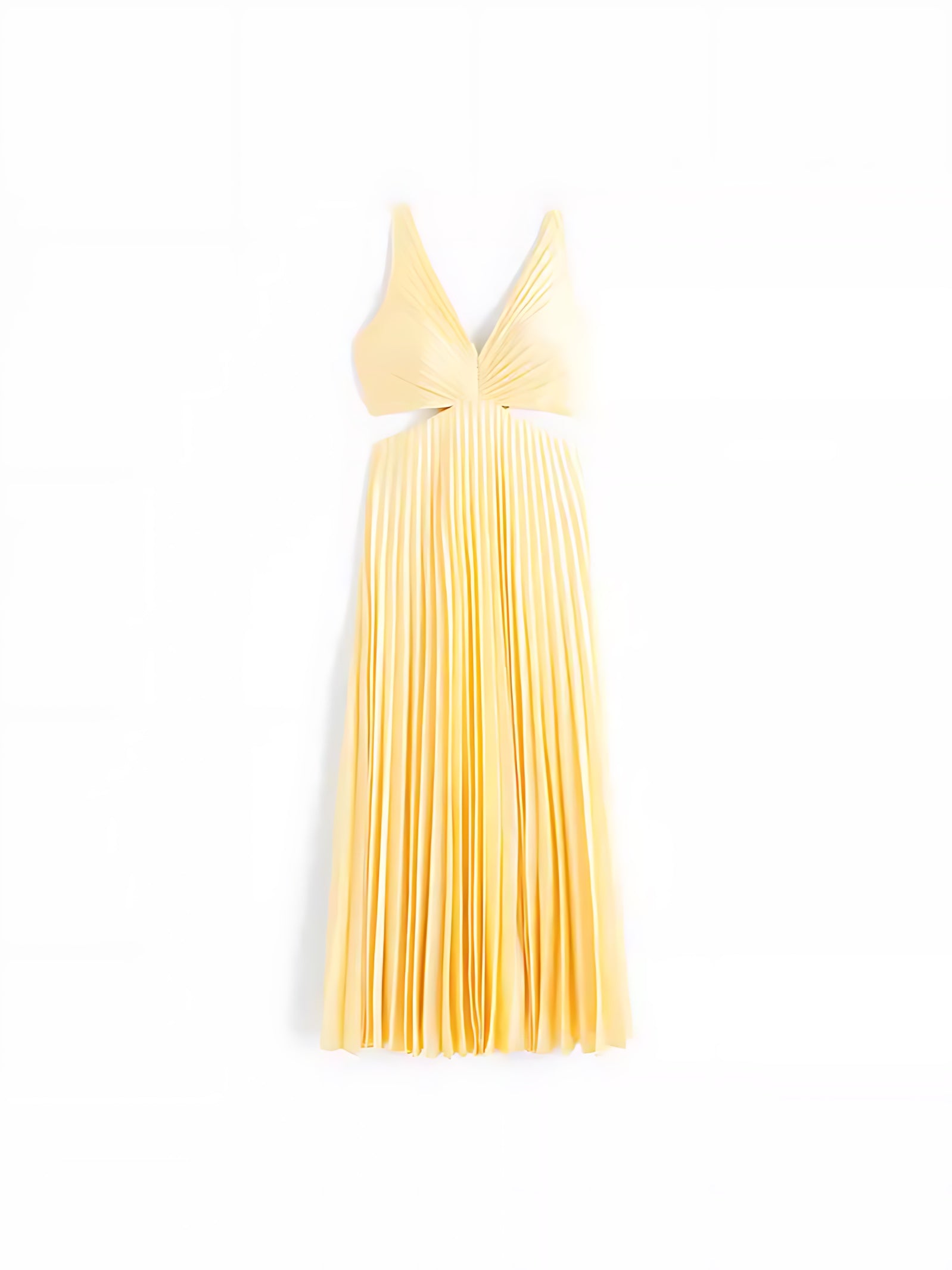 Audrey – Pleated V Neck Cocktail Midi Dress
