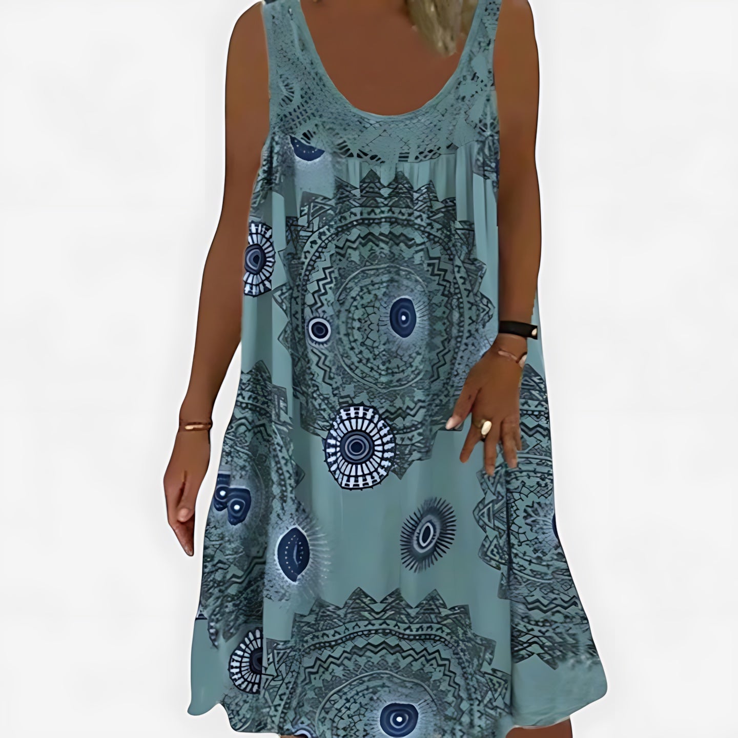 Aurora – Boho Print Pleated Summer Mini Dress