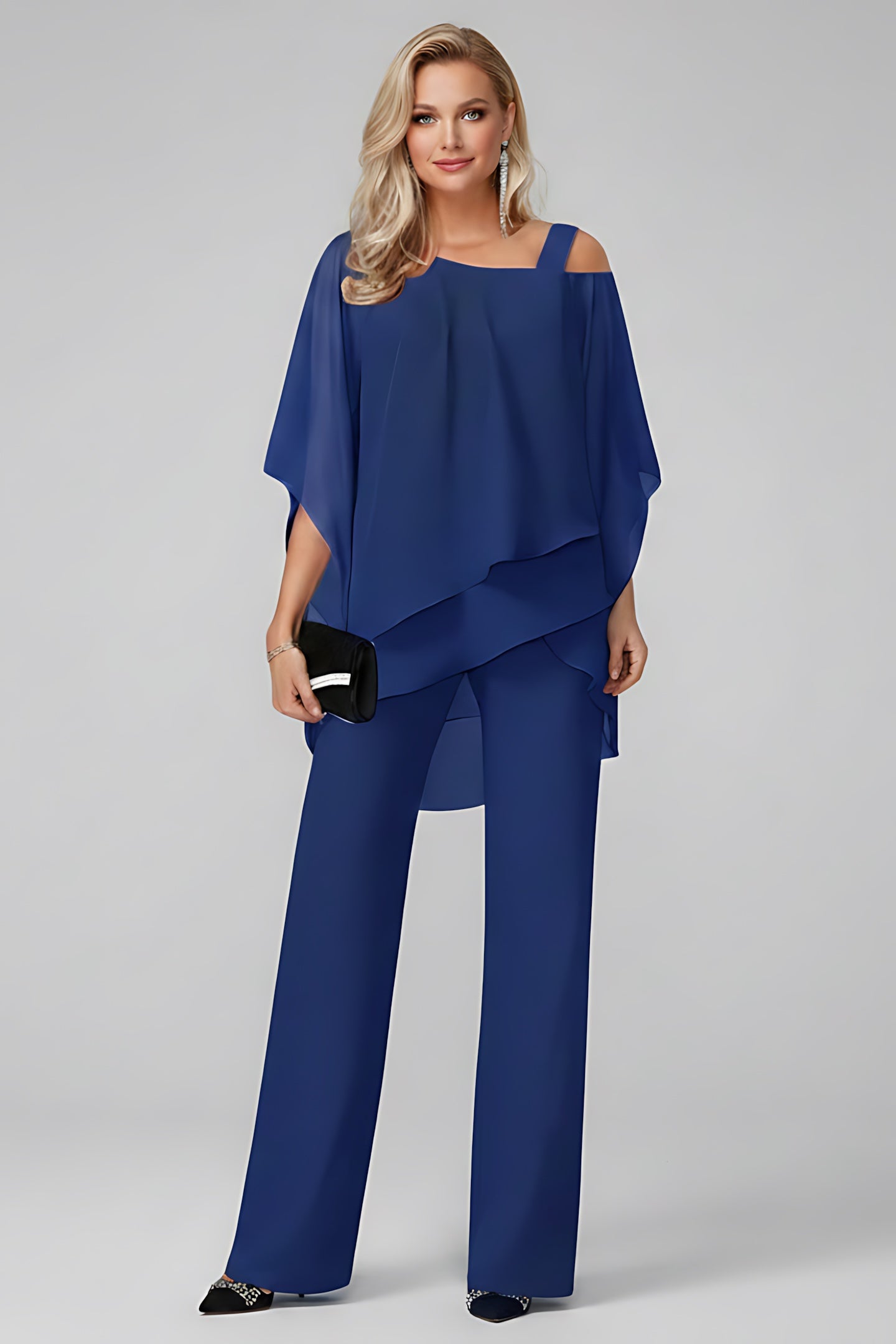 Aurora – Cold Shoulder Cape Top and Pants Set