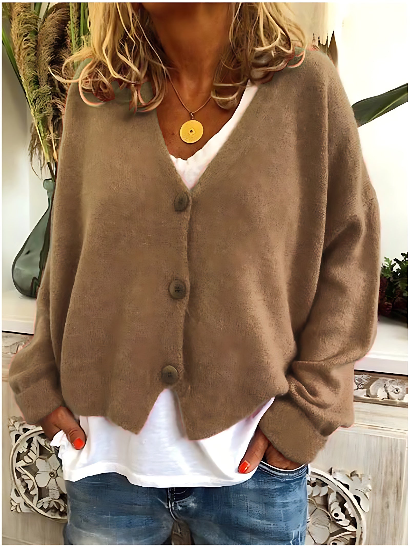 Aurora – V Neck Button Up Knit Cardigan