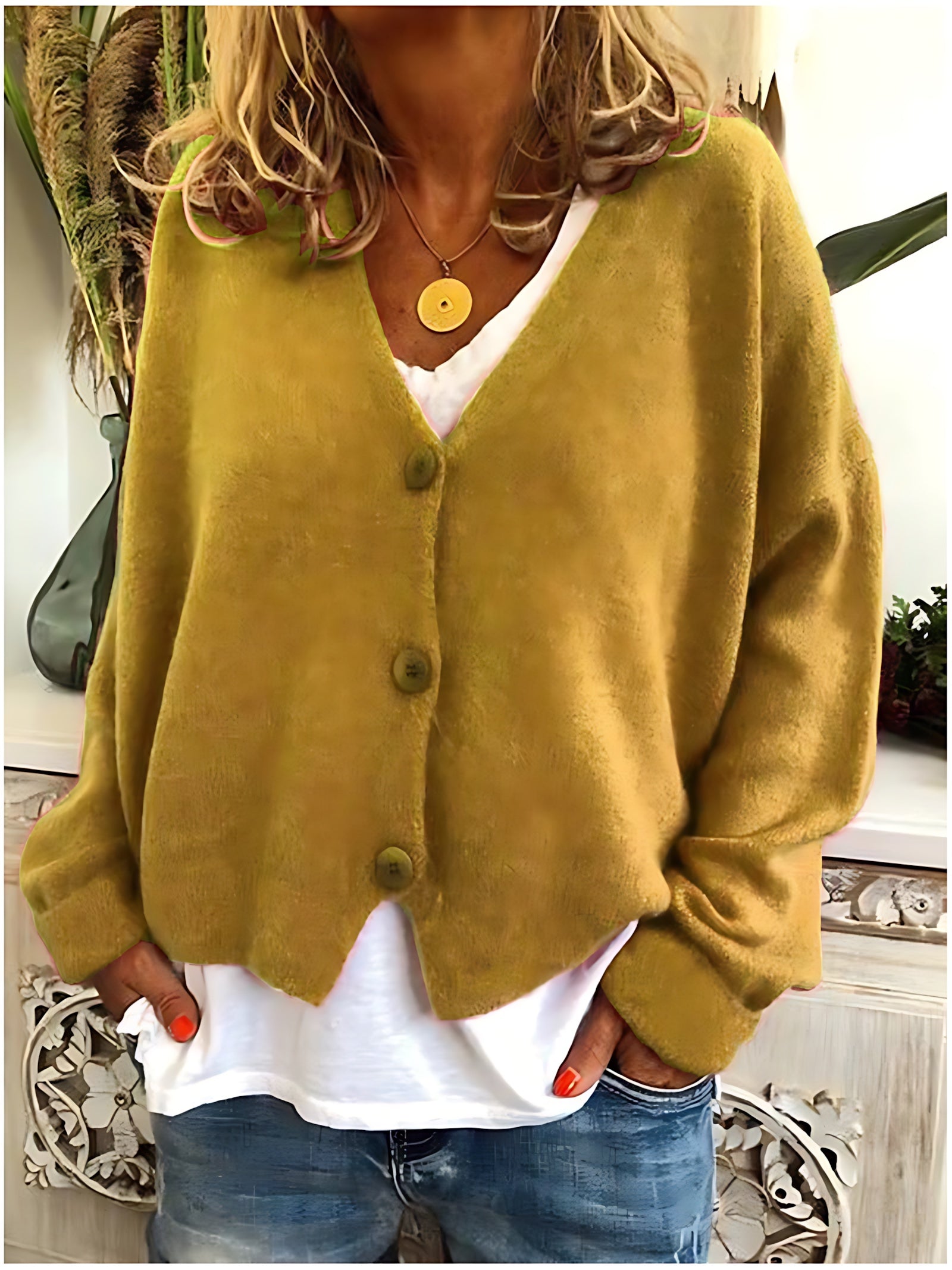 Aurora – V Neck Button Up Knit Cardigan