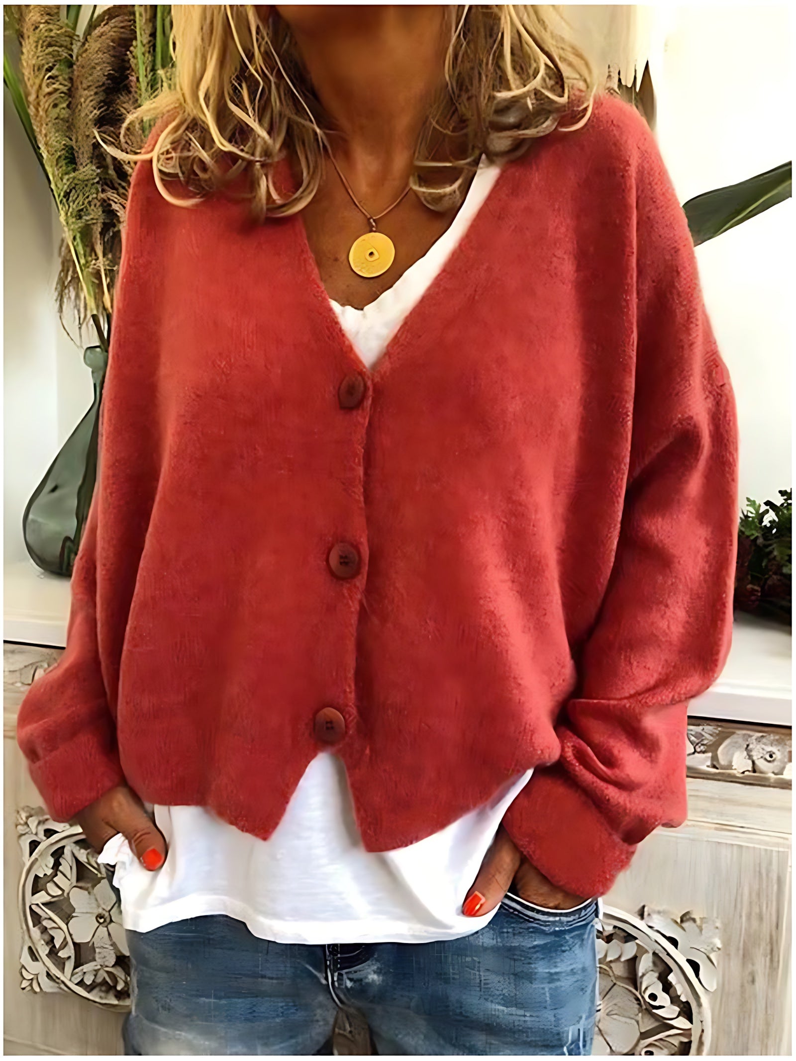 Aurora – V Neck Button Up Knit Cardigan