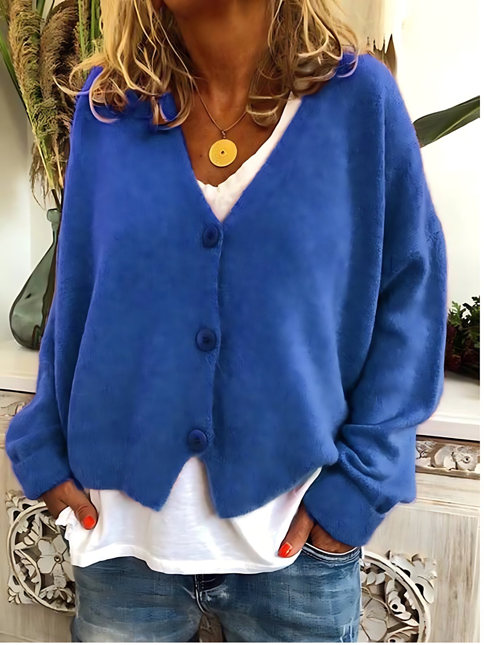 Aurora – V Neck Button Up Knit Cardigan