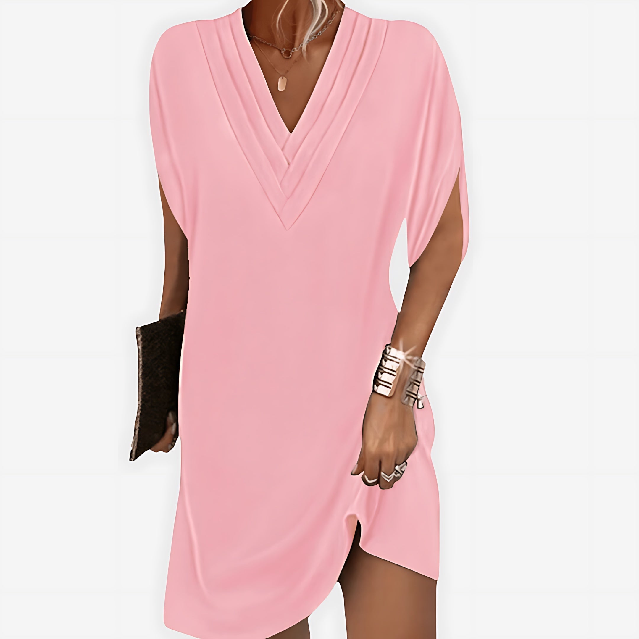 Autumn – Draped V Neck Batwing Sleeve Dress