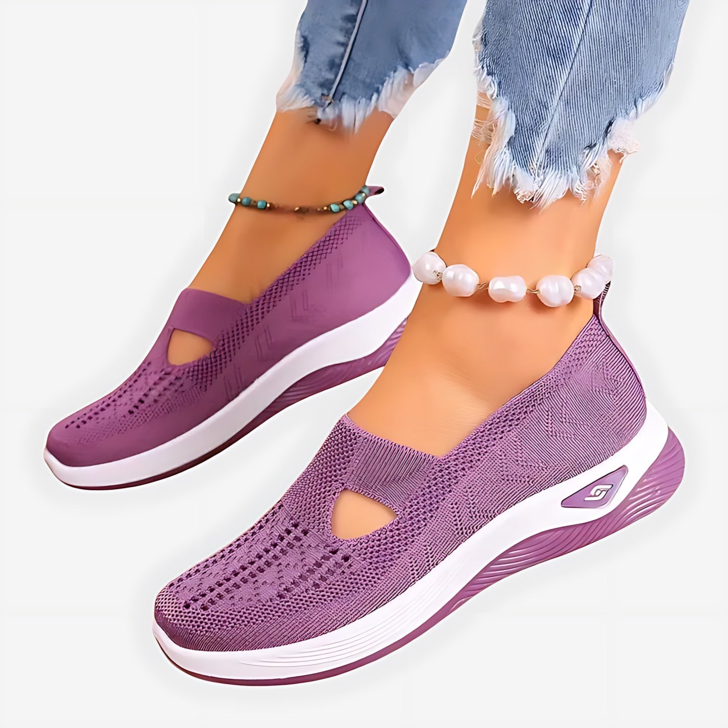 Autumn – Glitter Mesh Slip On Walking Sneakers