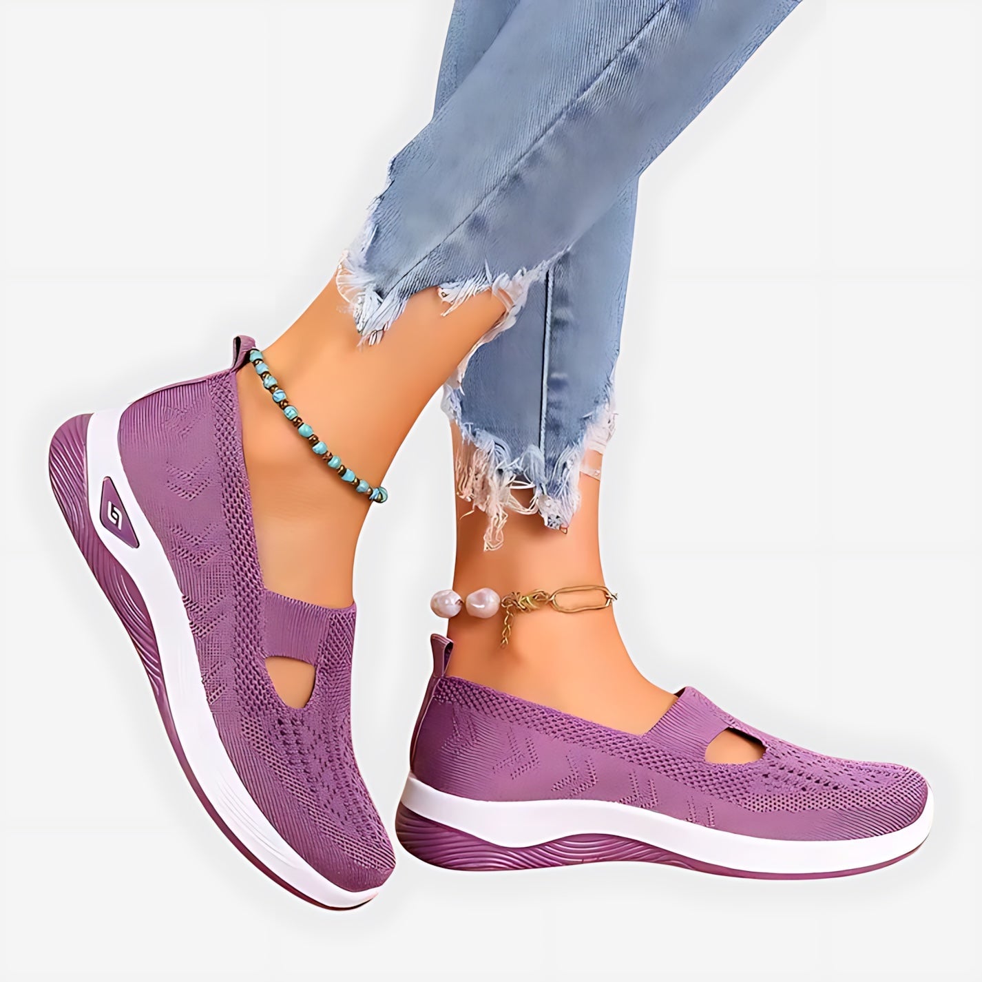 Autumn – Glitter Mesh Slip On Walking Sneakers