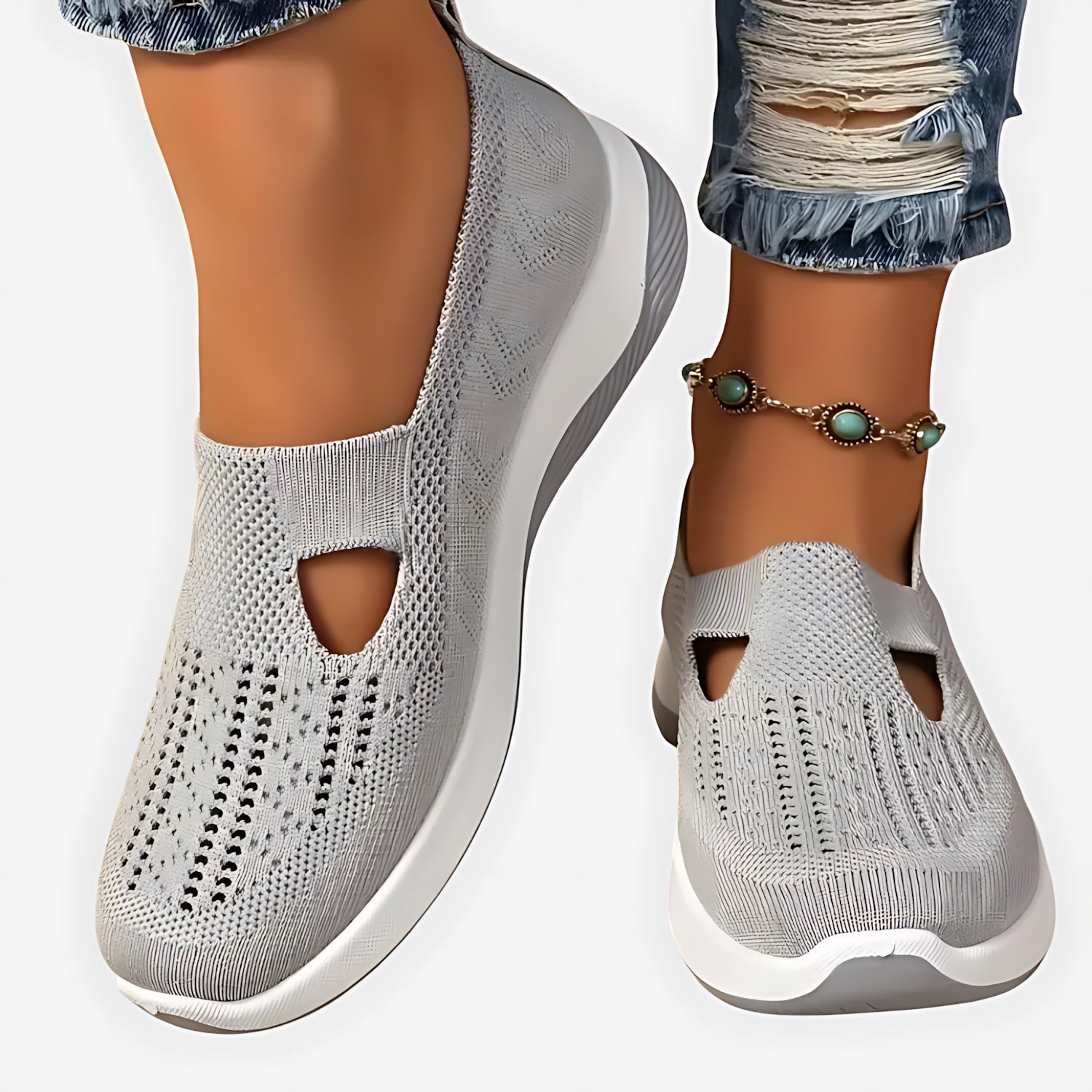 Autumn – Glitter Mesh Slip On Walking Sneakers