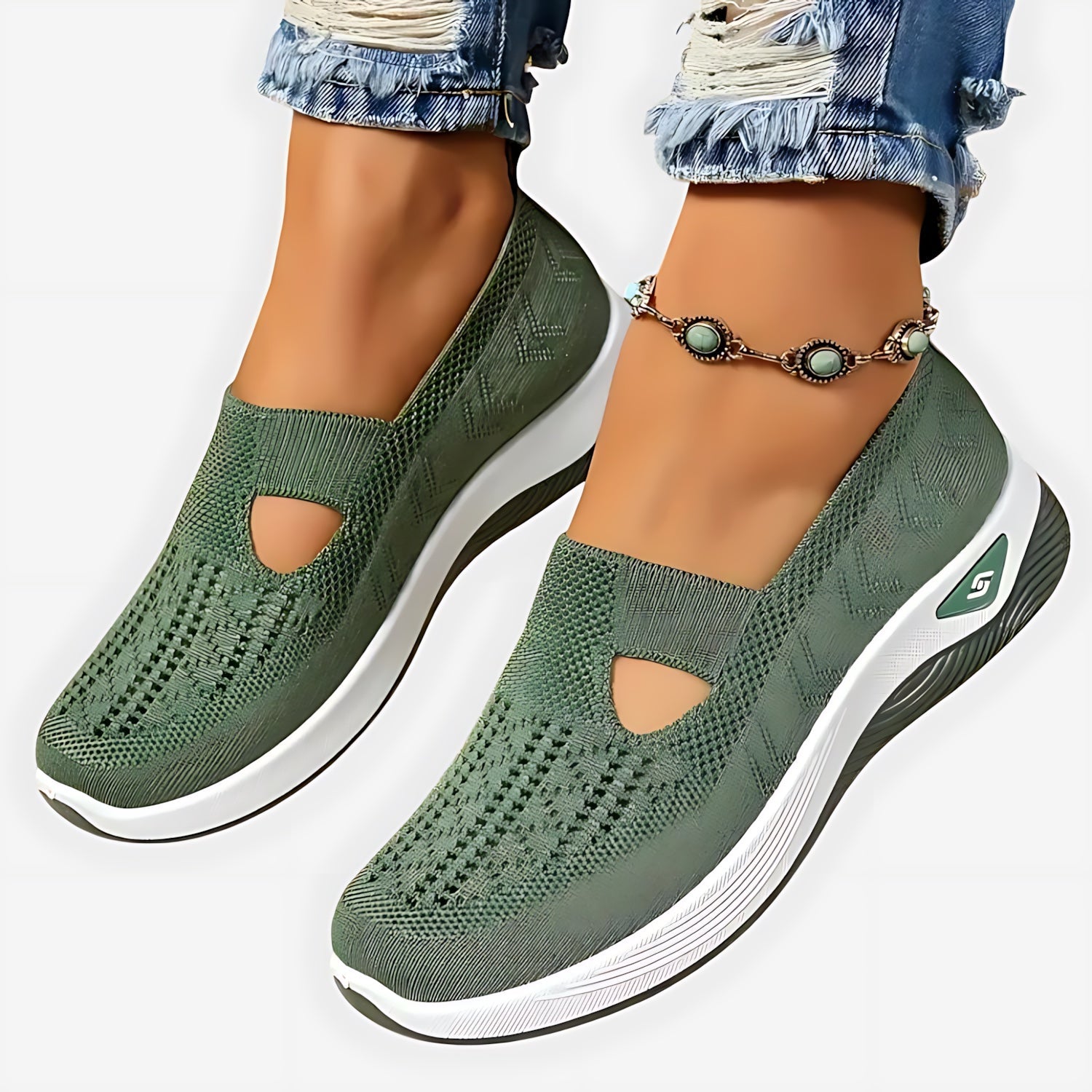 Autumn – Glitter Mesh Slip On Walking Sneakers