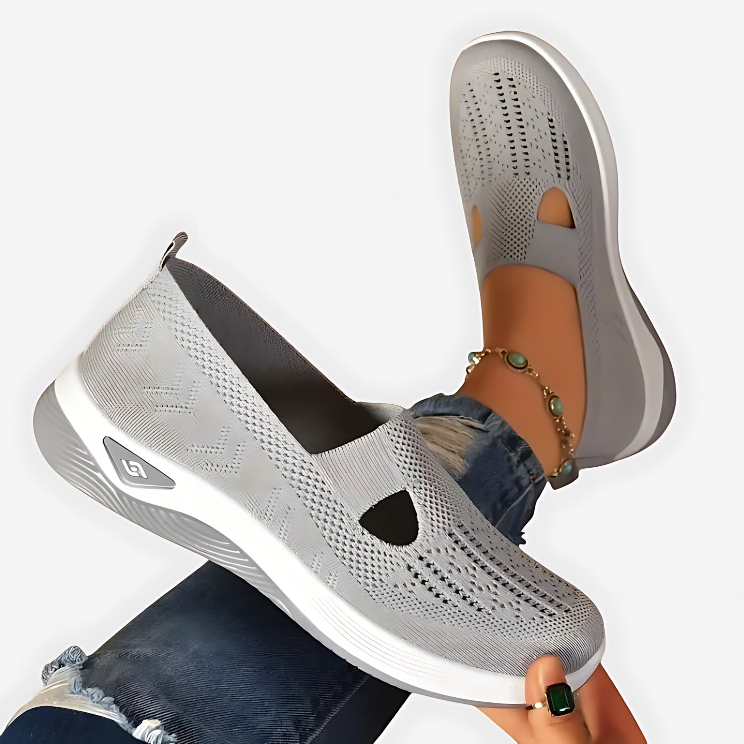 Autumn – Glitter Mesh Slip On Walking Sneakers