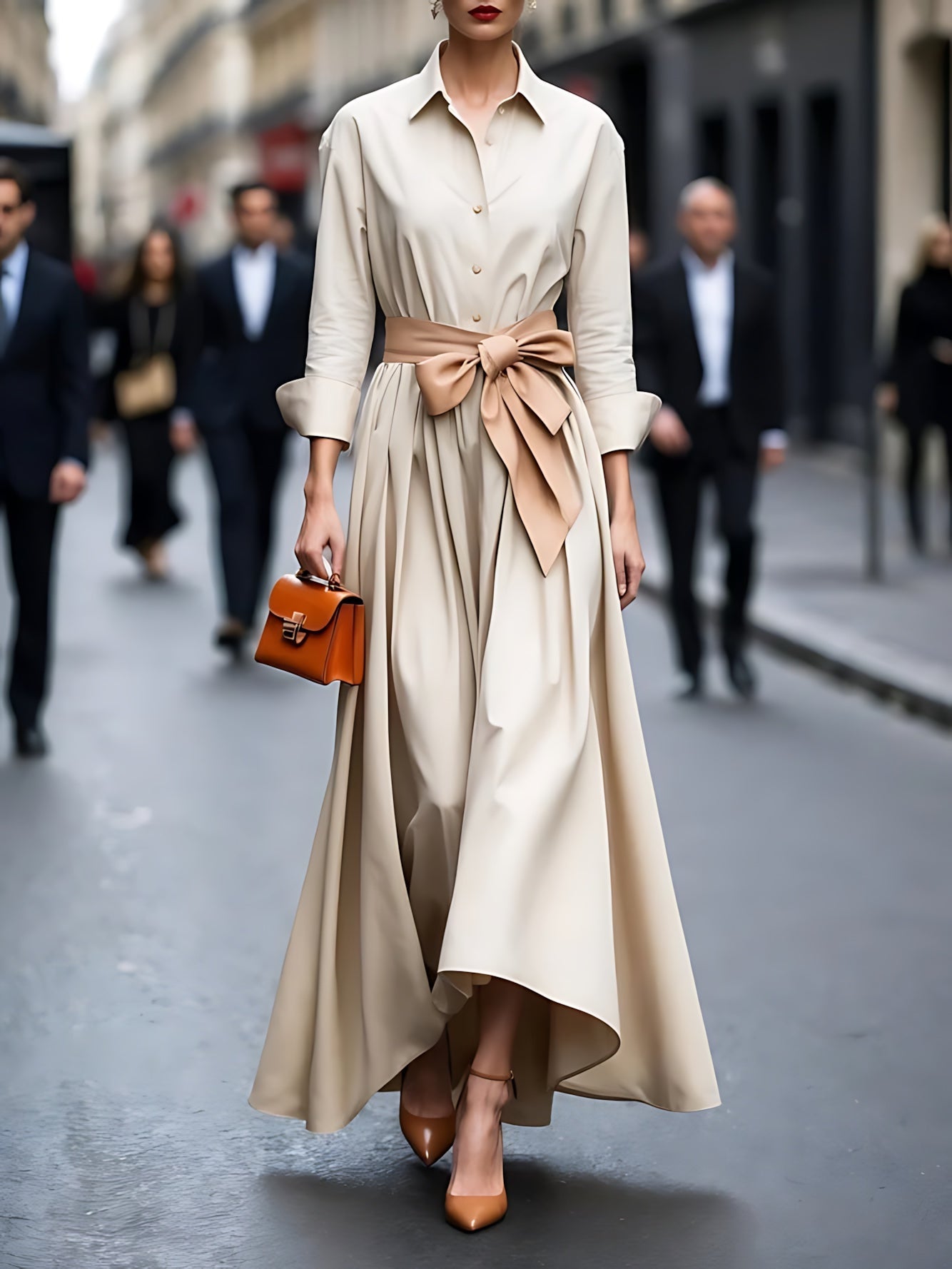 Autumn – Satin Wrap Tie Waist Evening Maxi Dress