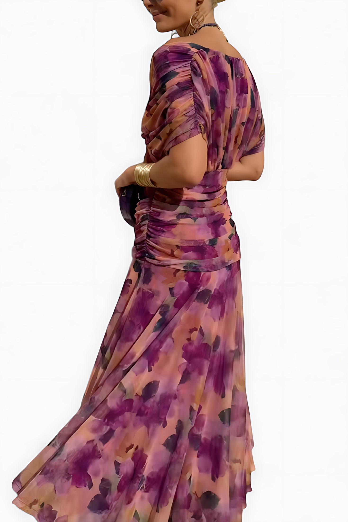 Ava – Mesh Off Shoulder Ruched Evening Maxi Dress