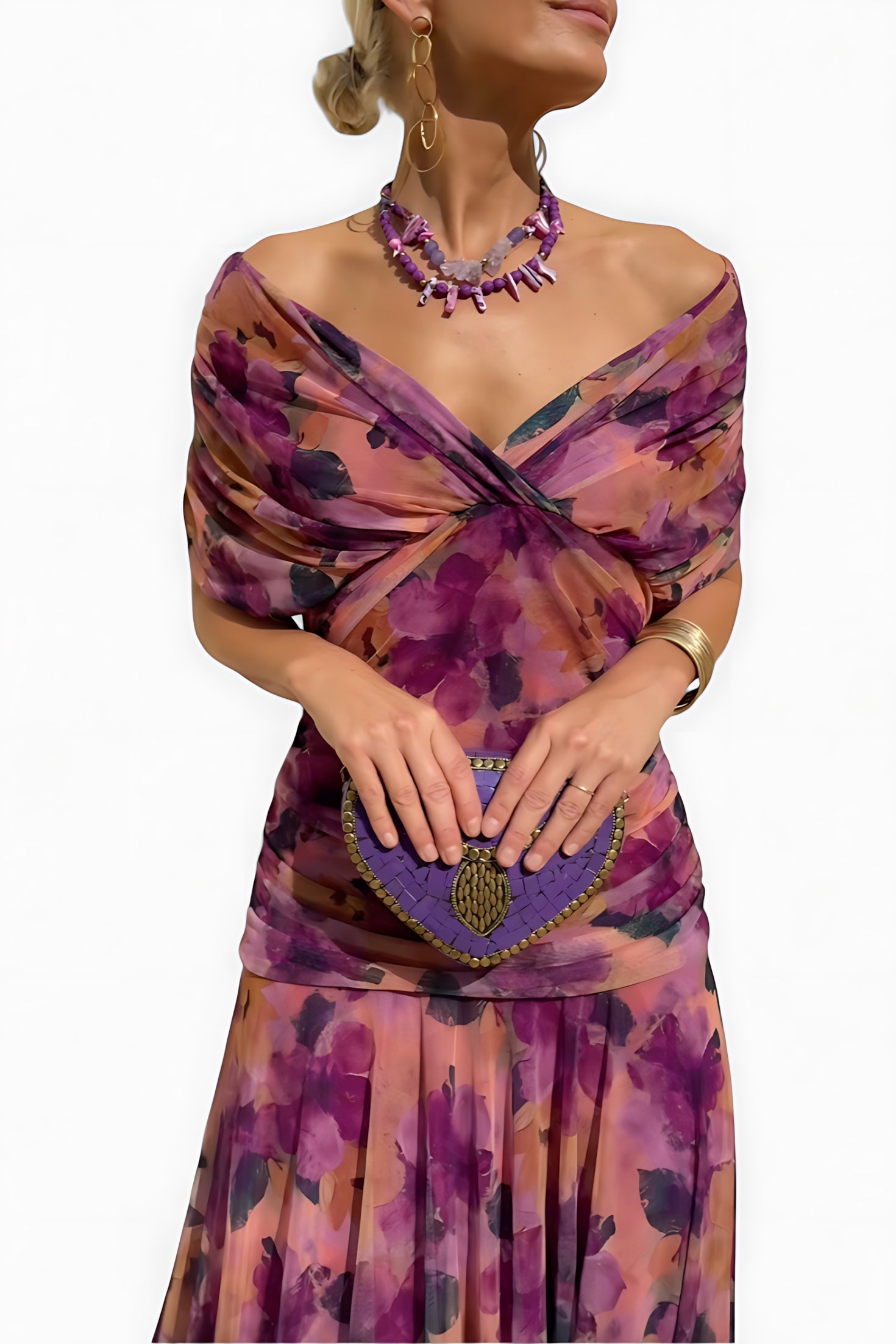 Ava – Mesh Off Shoulder Ruched Evening Maxi Dress