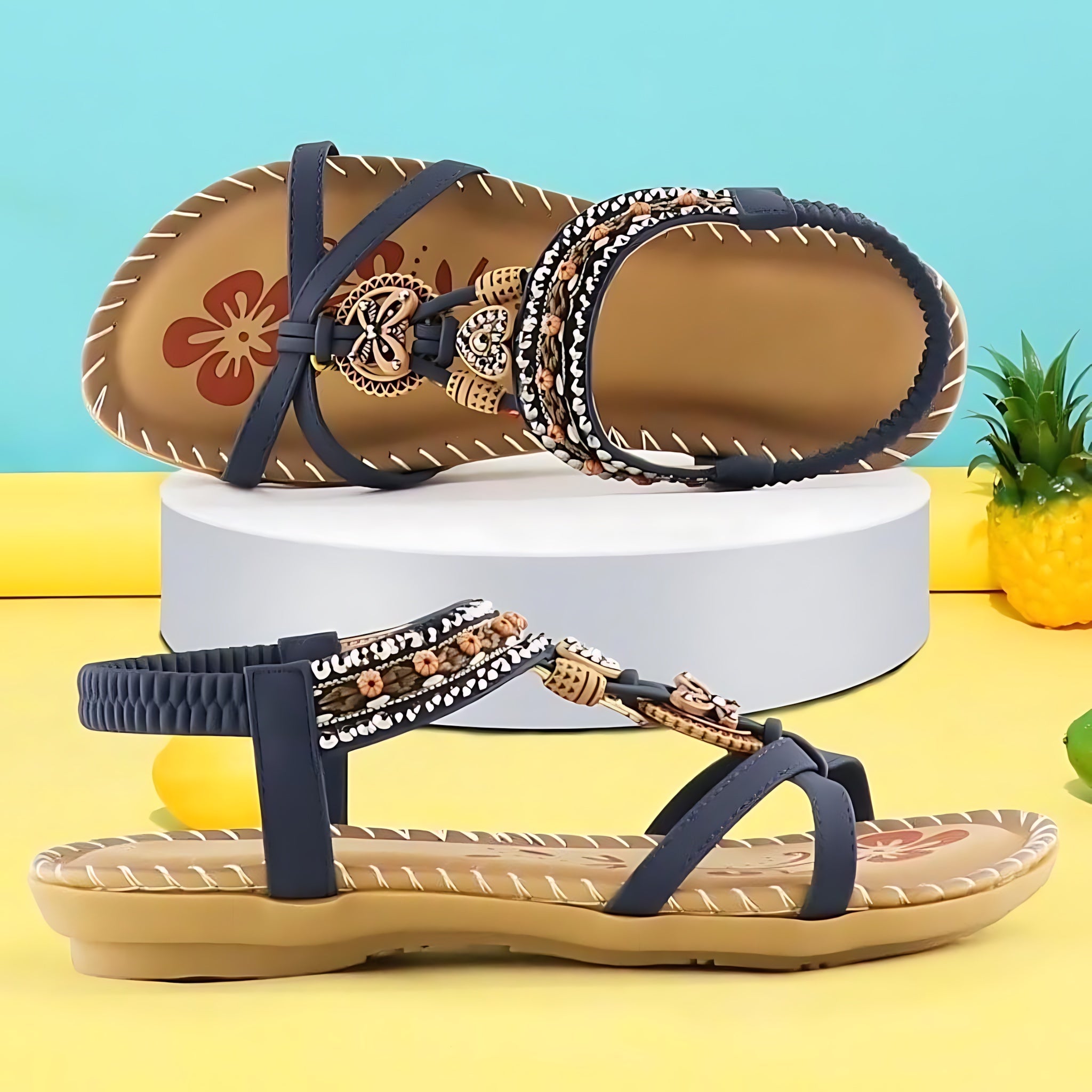 Avery – Beaded Slingback Platform Sandals