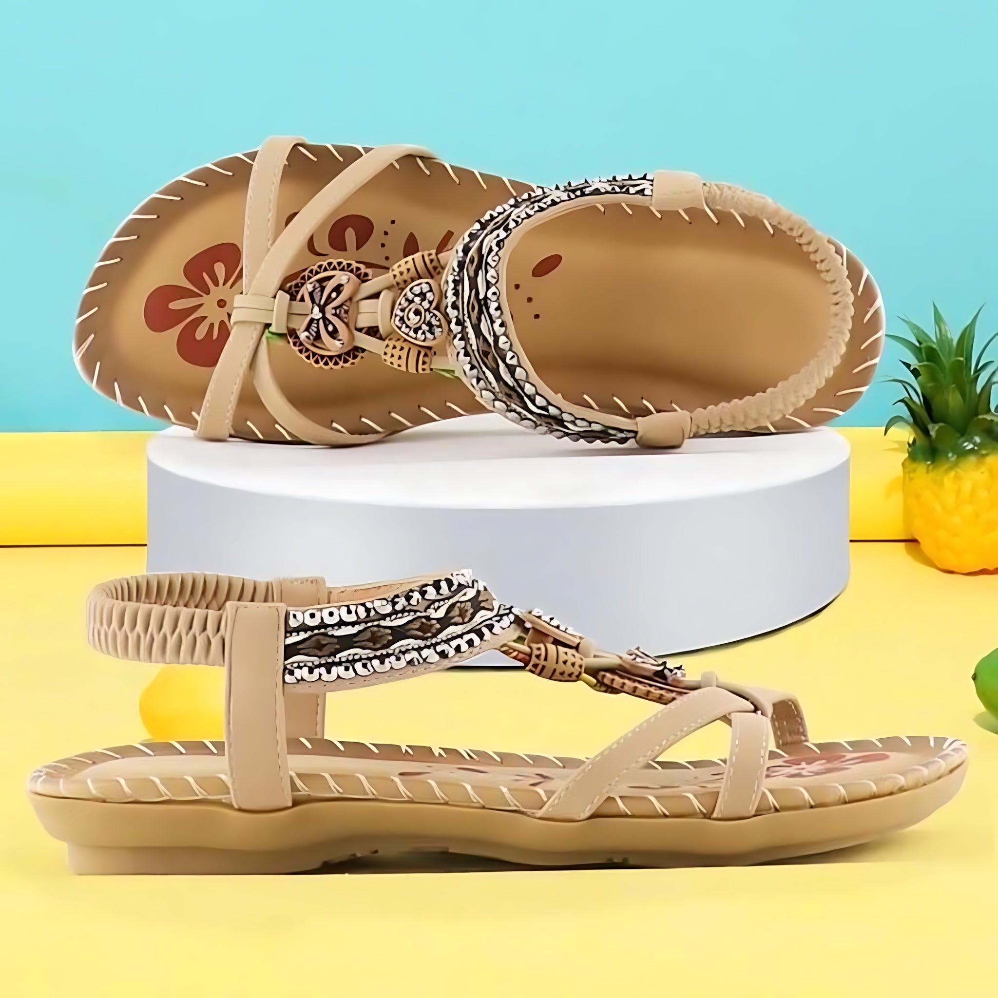 Avery – Beaded Slingback Platform Sandals