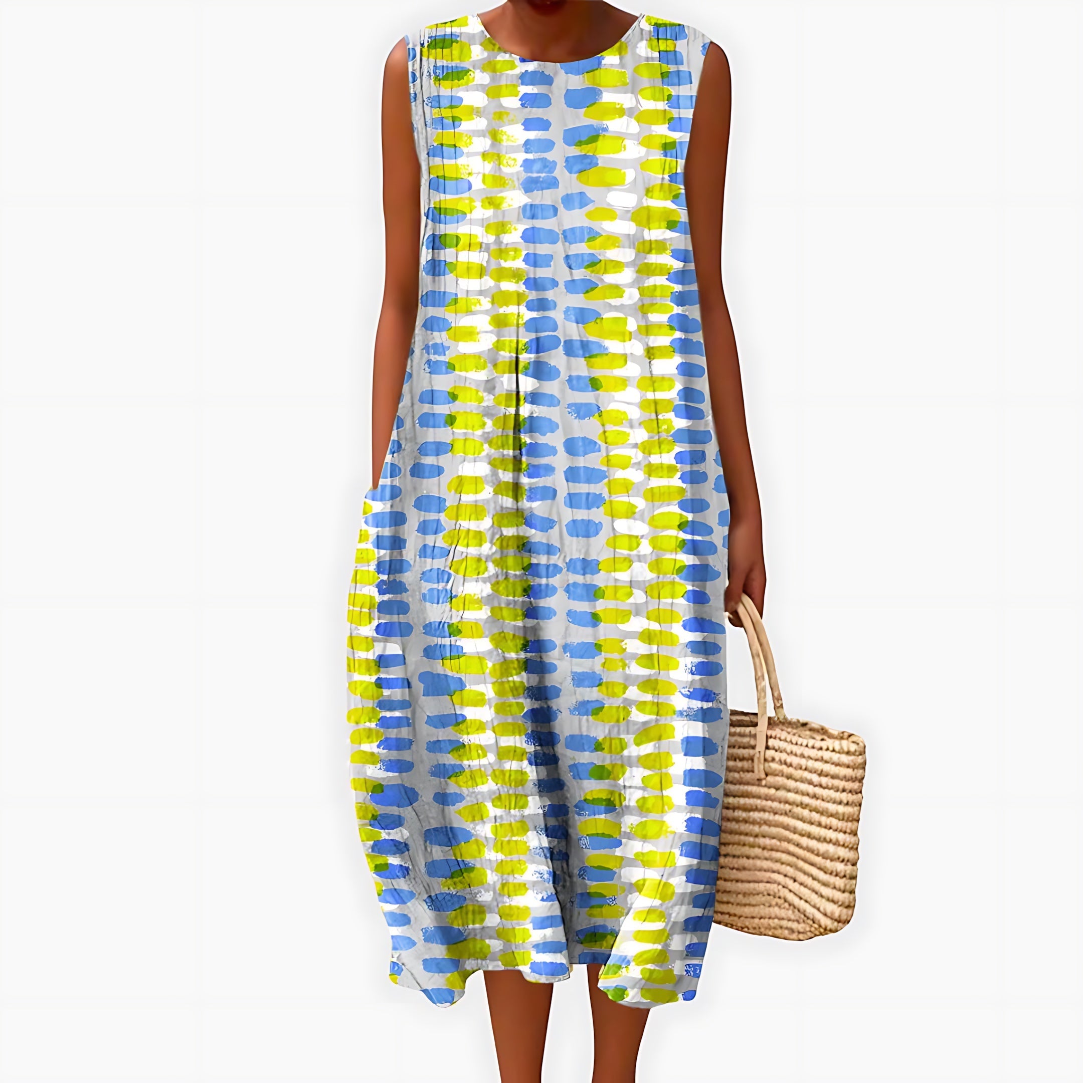 Avery – Striped Flowy Summer Midi Dress