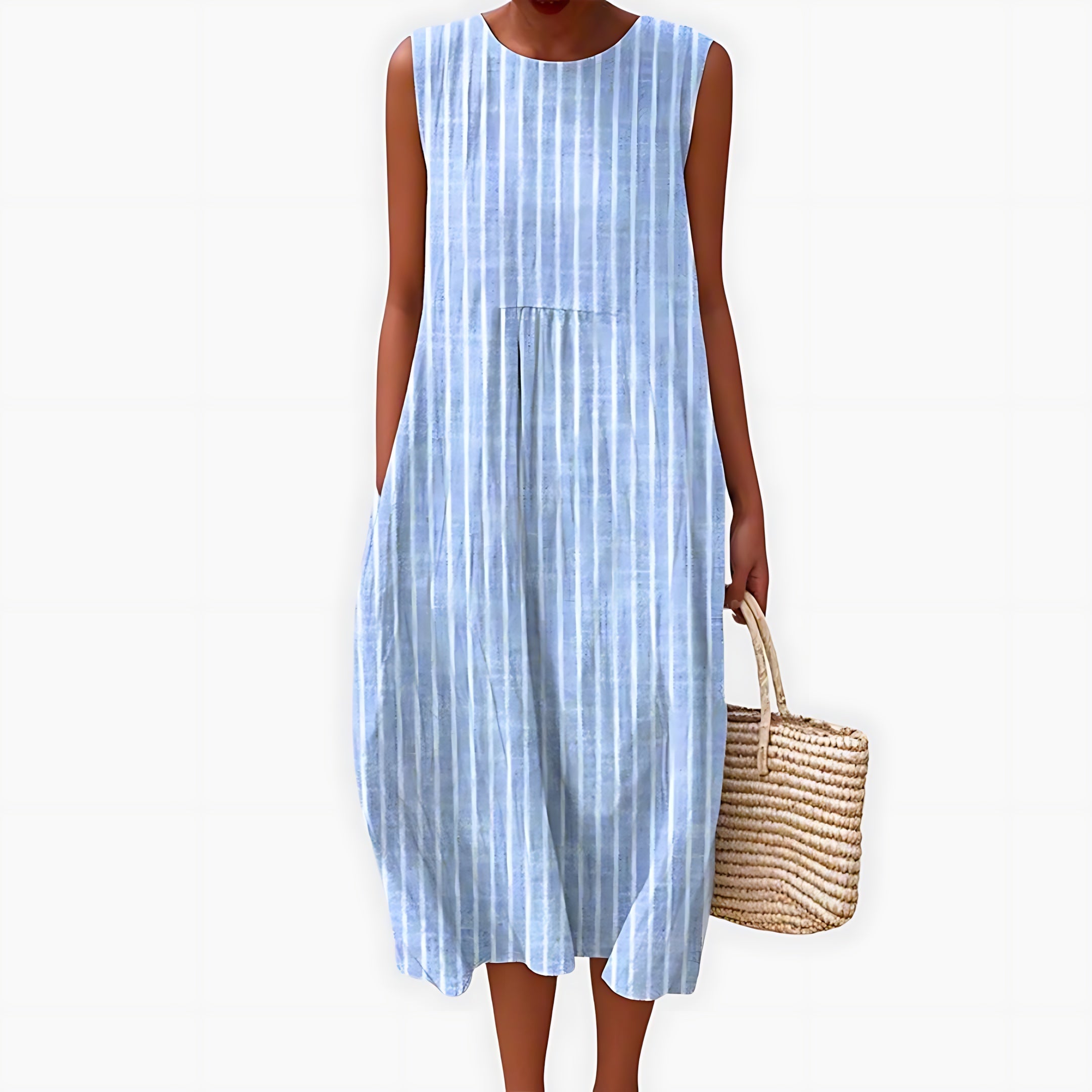 Avery – Striped Flowy Summer Midi Dress