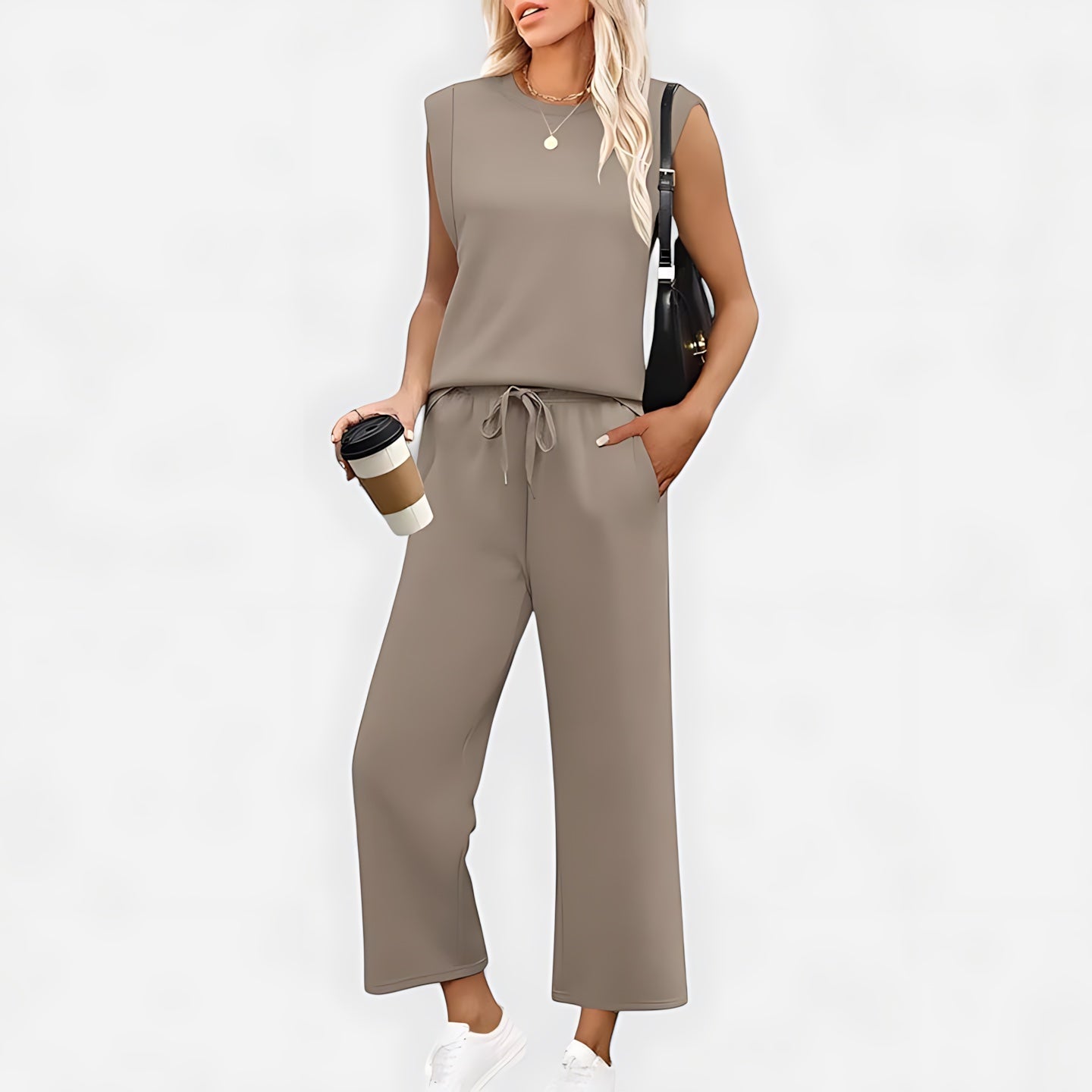 Avery – Tank Top and High Waist Cropped Pants Set