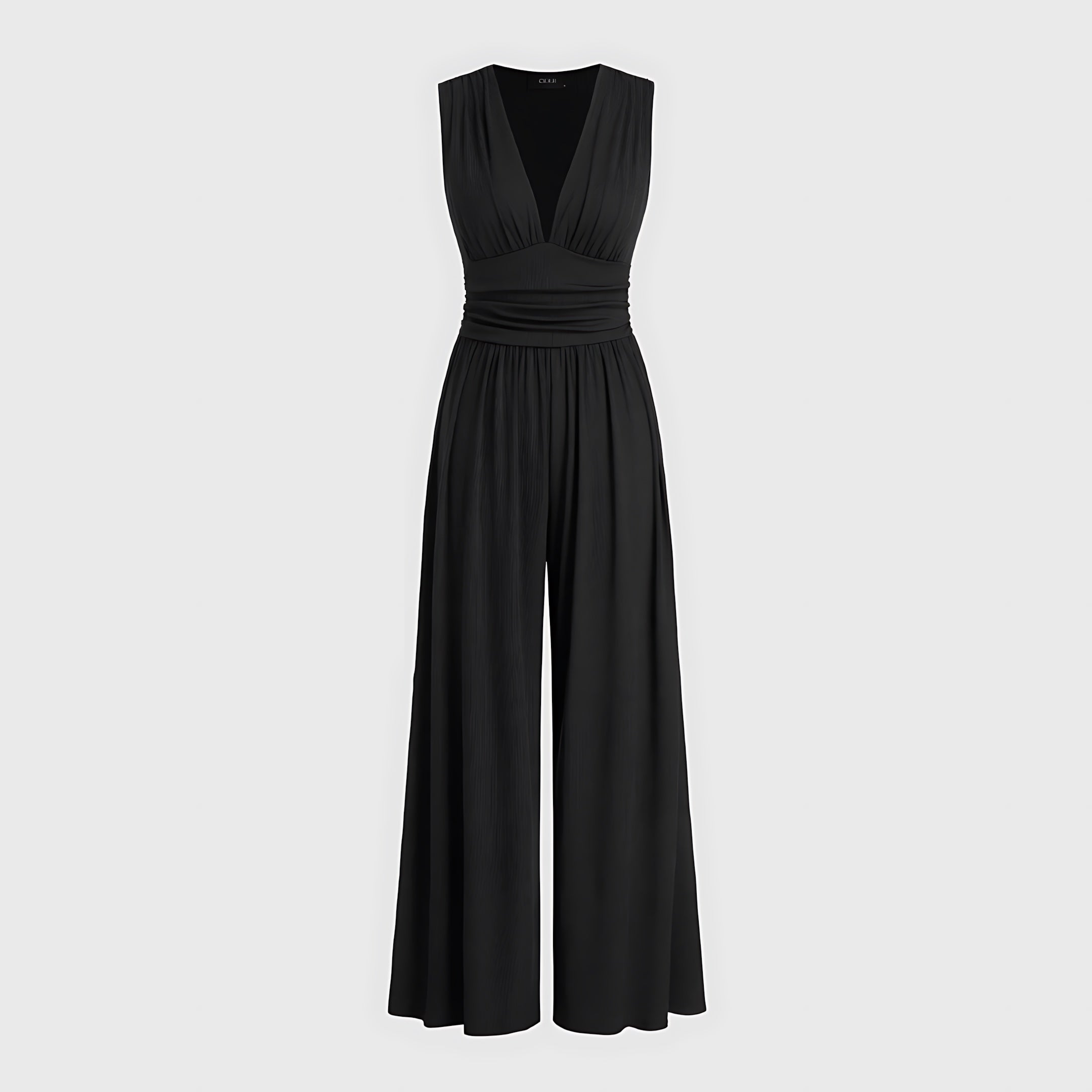 Avery – V Neck Pleated Wide Leg Jumpsuit