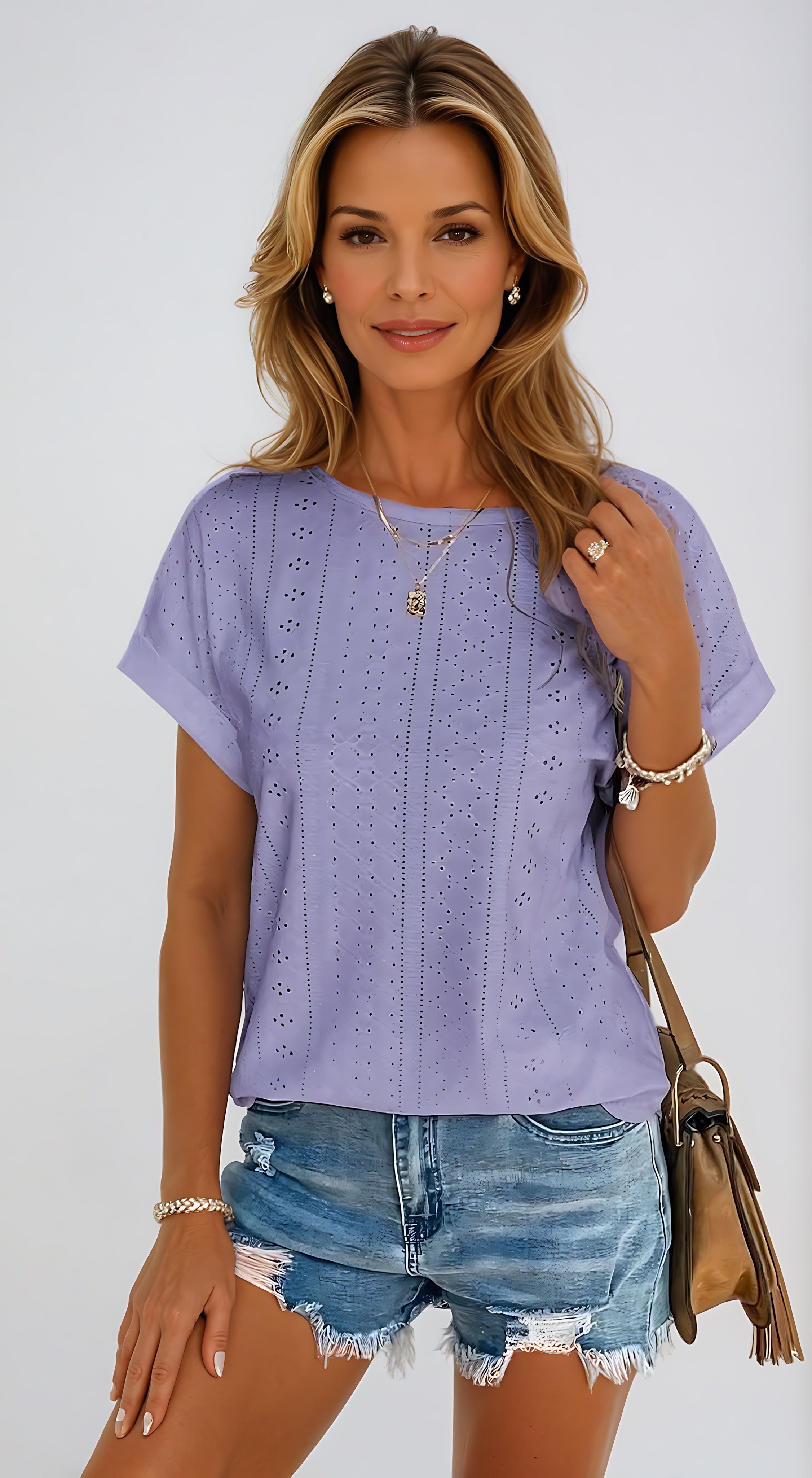 Bailey – Eyelet Short Sleeve Top