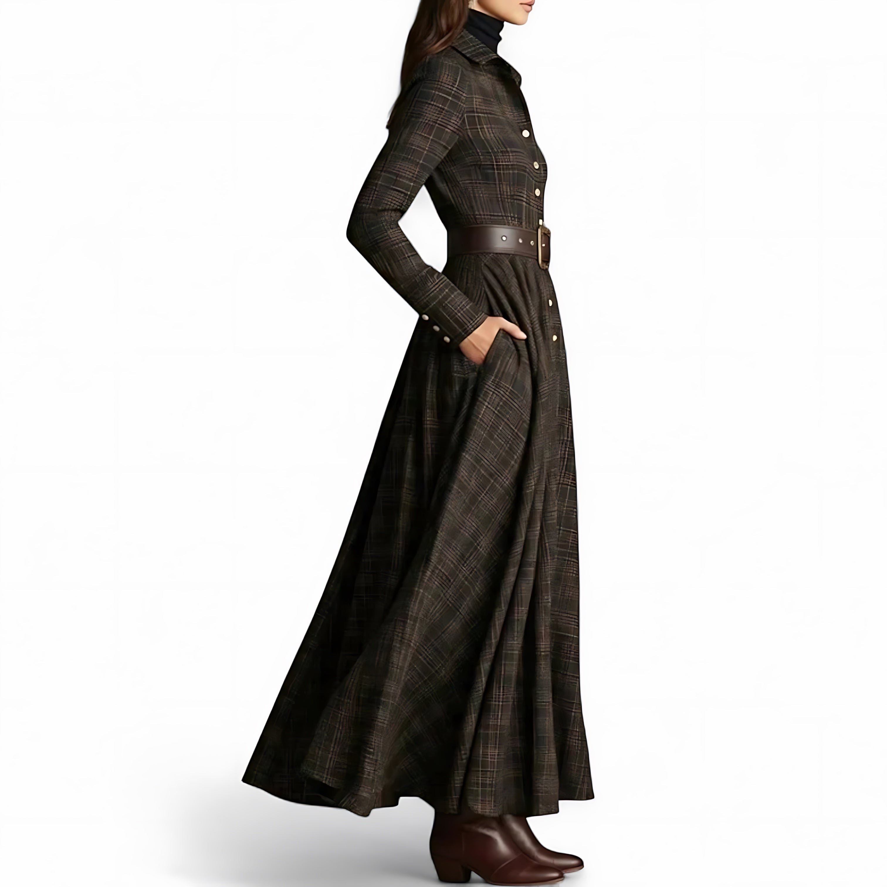 Bailey – Polka Dot High Neck Long Sleeve Maxi Dress