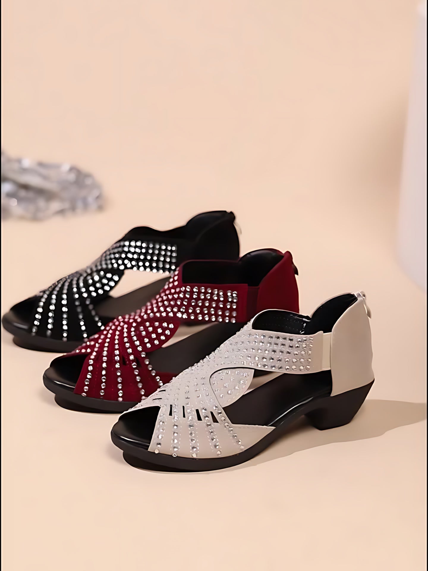 Bailey – Studded Crisscross Block Heel Sandals