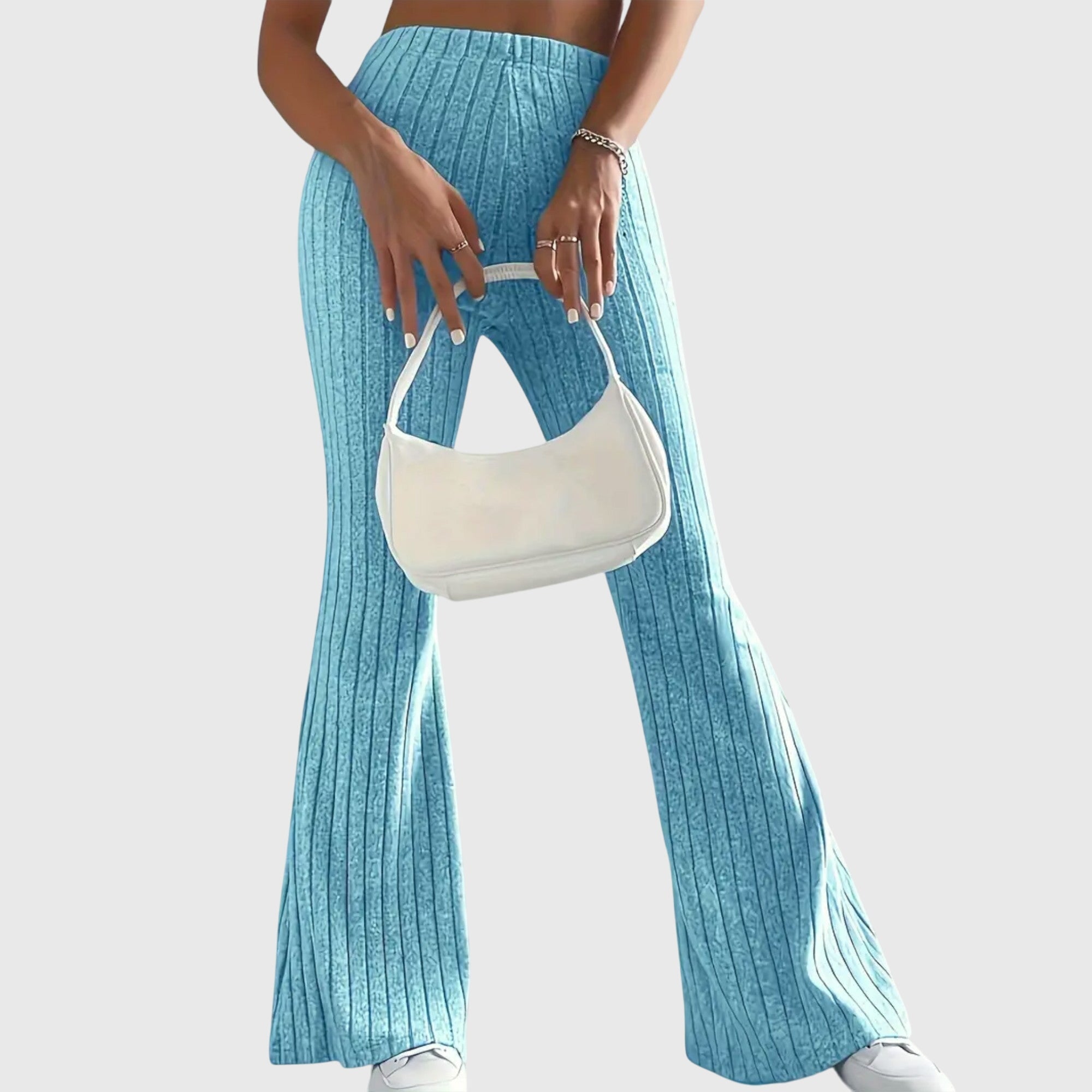 Sloane – Striped Ribbed Flare Pants