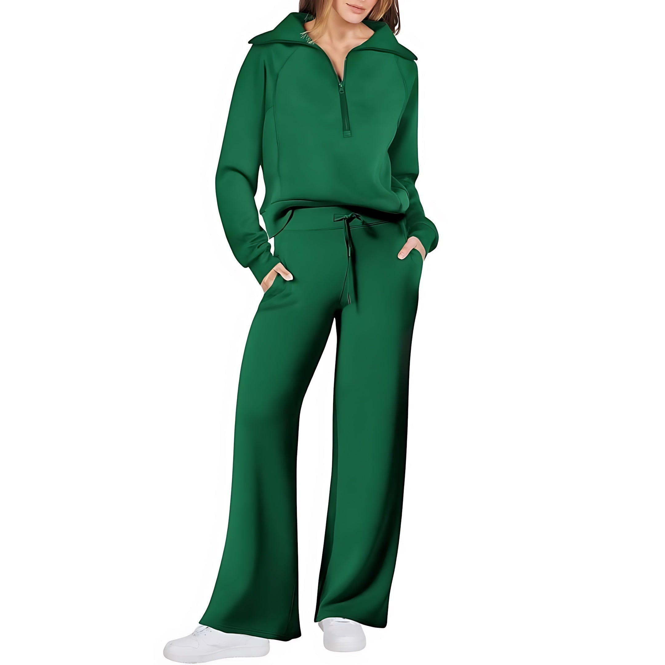 Beatrice – Half Zip Top And Wide Leg Pants Lounge Set