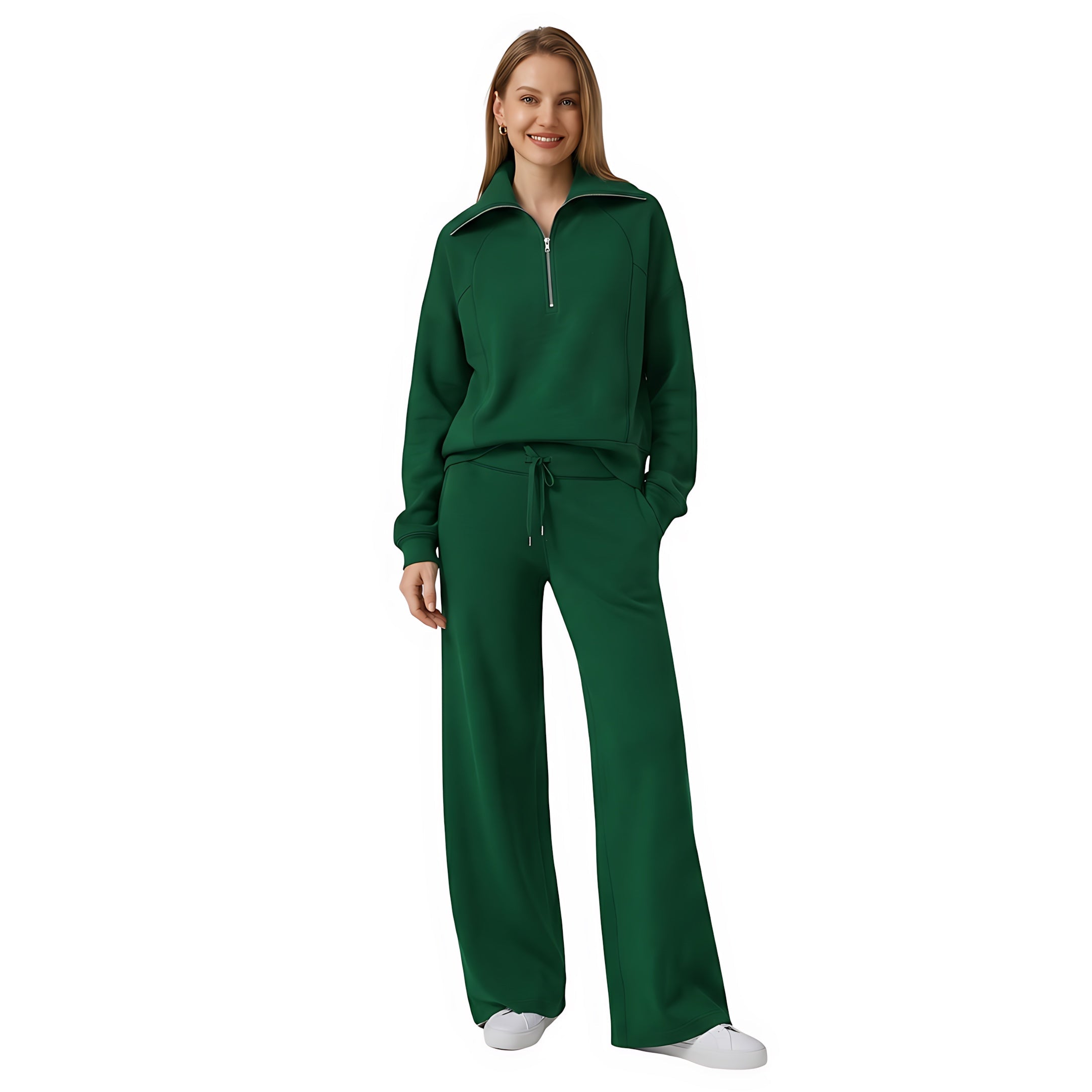 Beatrice – Half Zip Top And Wide Leg Pants Lounge Set