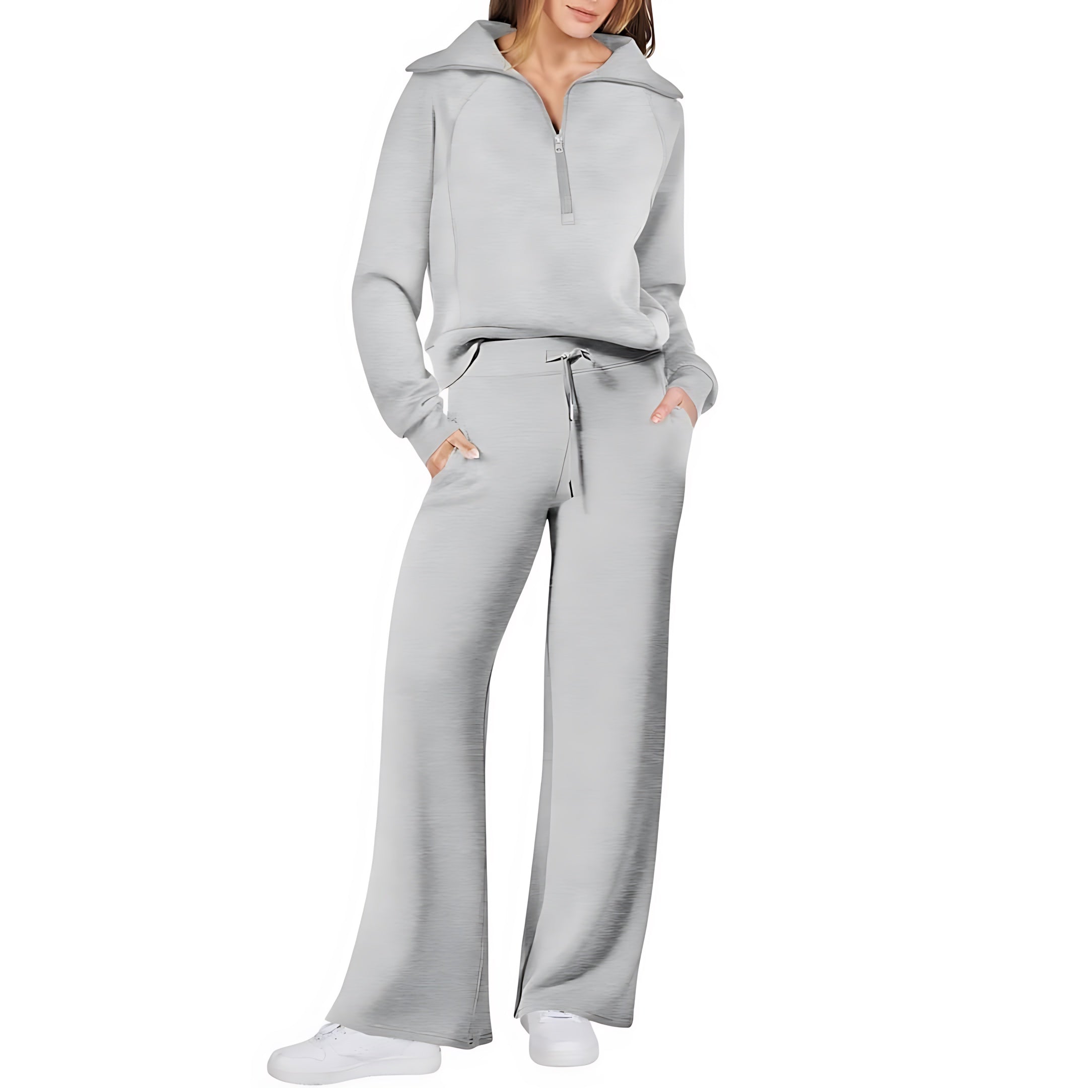 Beatrice – Half Zip Top And Wide Leg Pants Lounge Set