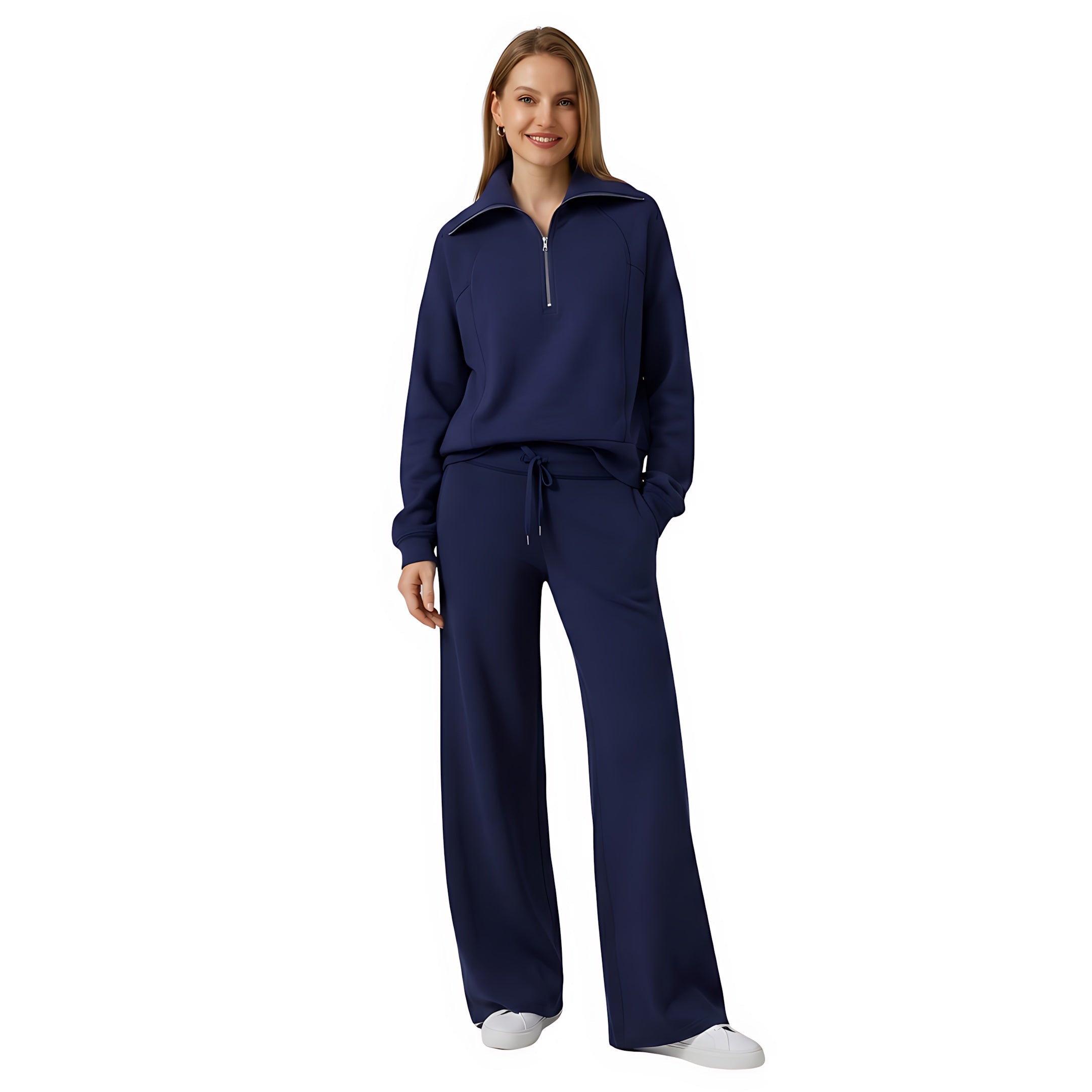 Beatrice – Half Zip Top And Wide Leg Pants Lounge Set