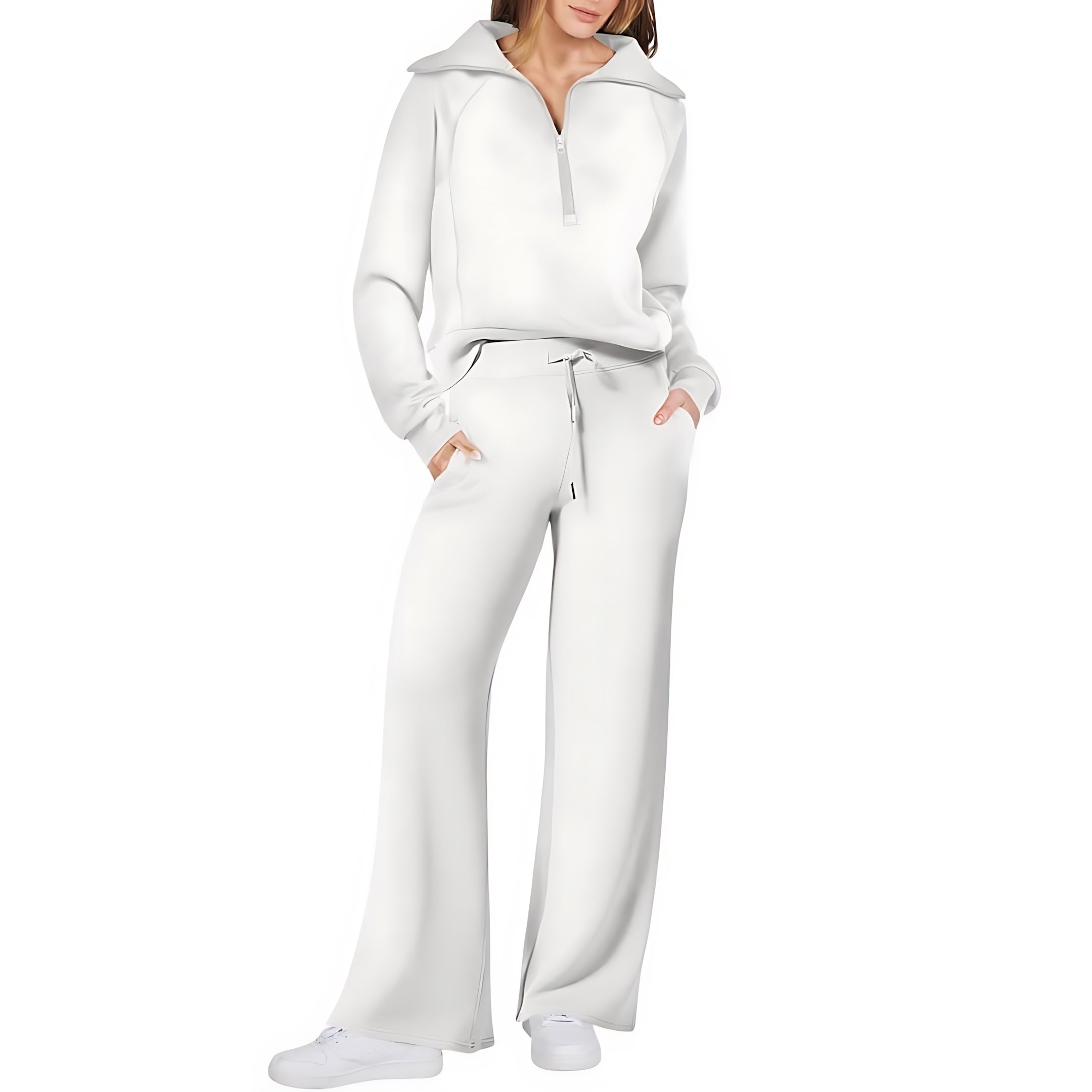 Beatrice – Half Zip Top And Wide Leg Pants Lounge Set