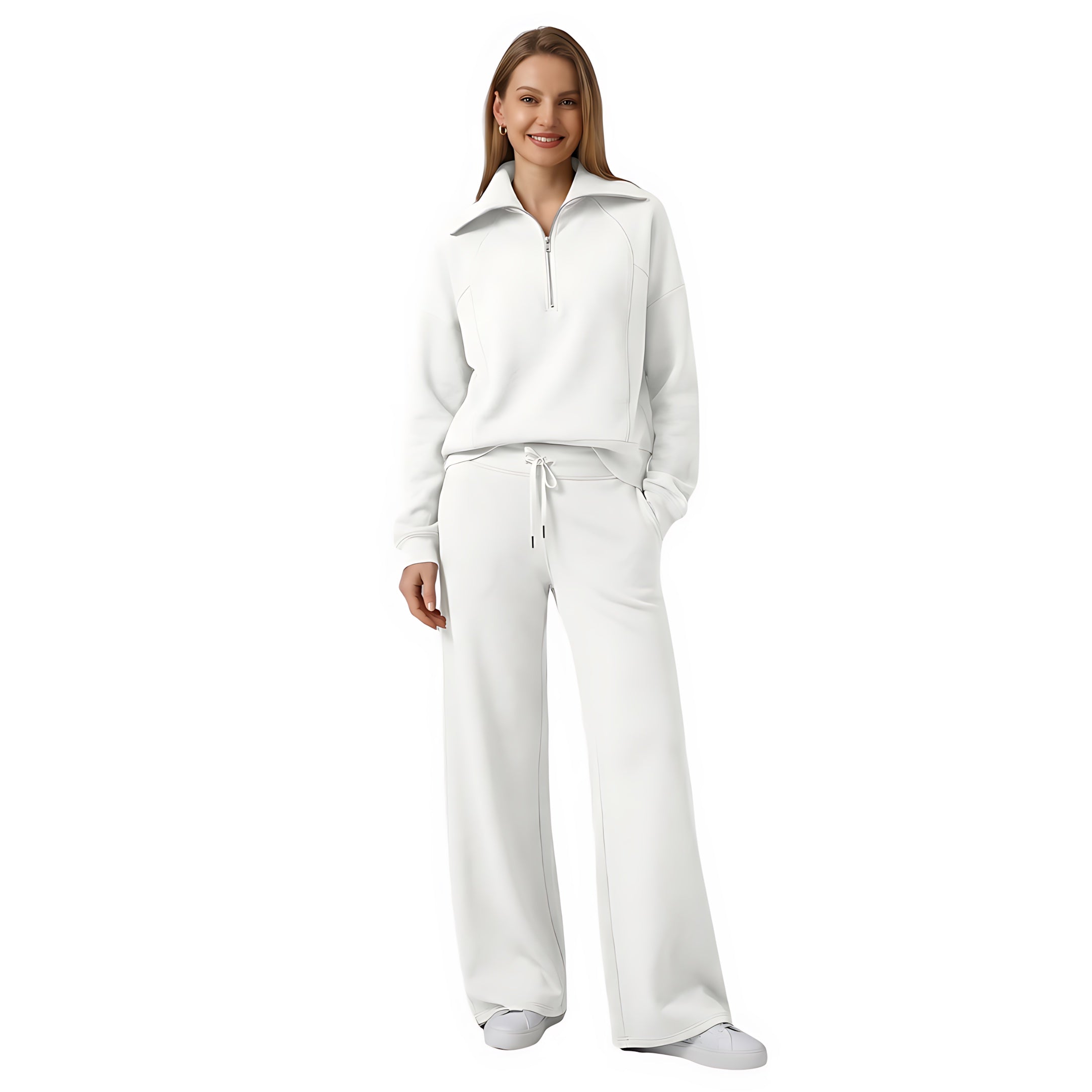 Beatrice – Half Zip Top And Wide Leg Pants Lounge Set