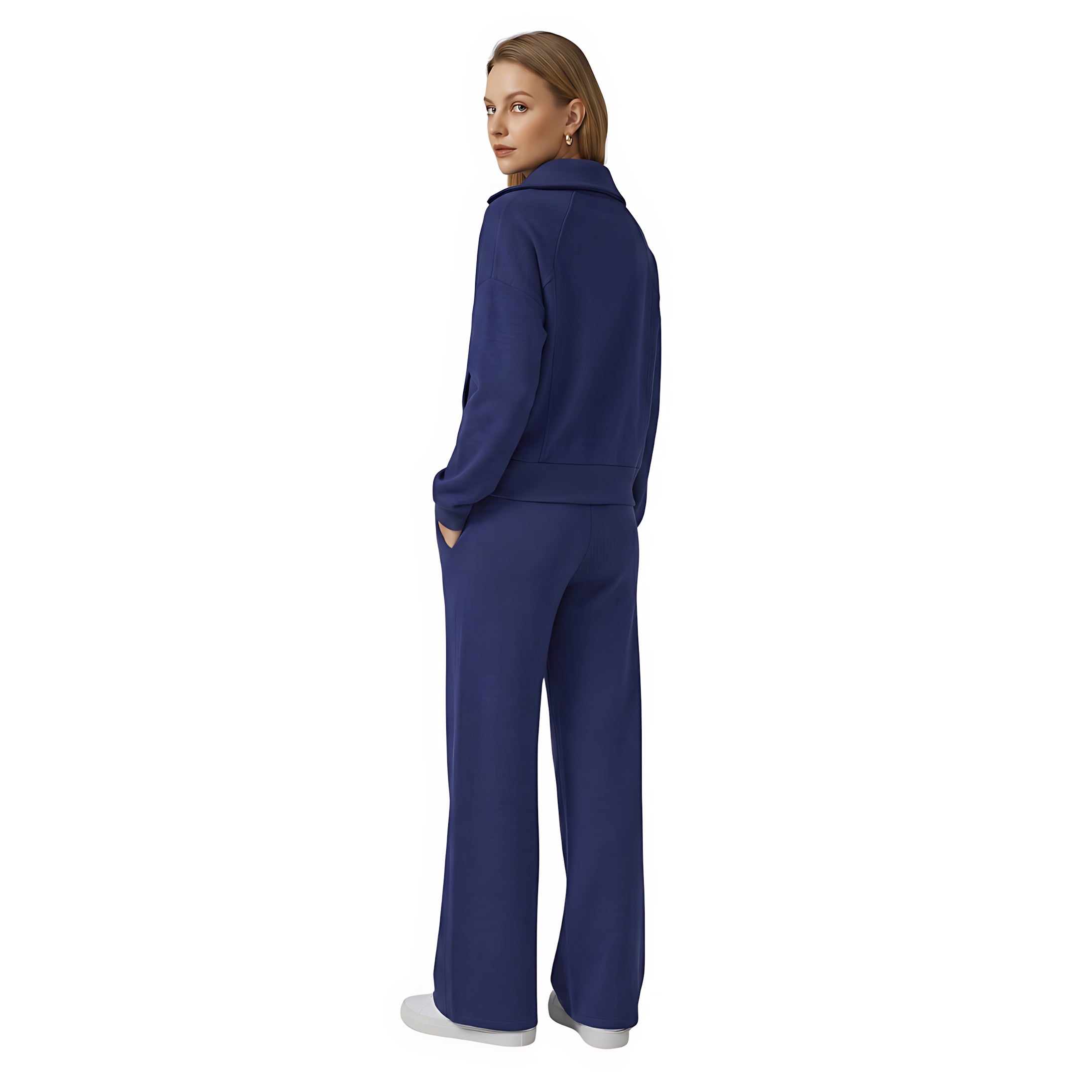 Beatrice – Half Zip Top And Wide Leg Pants Lounge Set